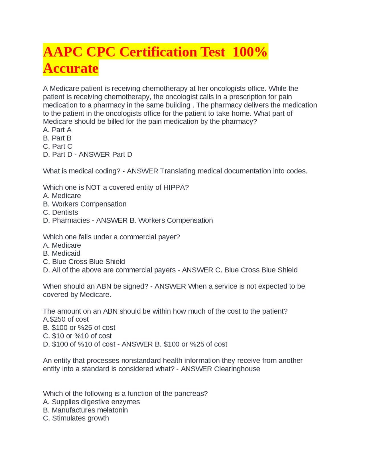 AAPC CPC Certification Test: Medical Coding Practice Questions | Exams ...