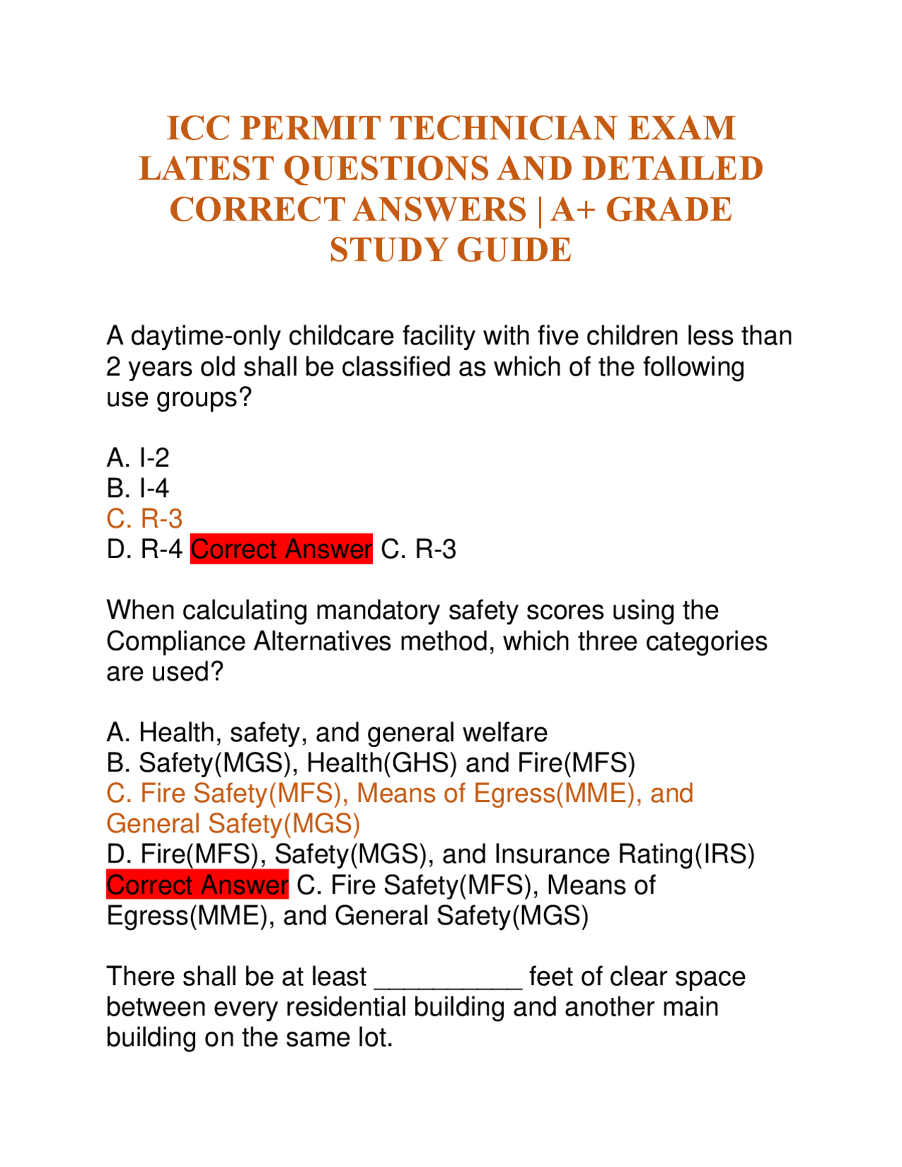 ICC Permit Technician Exam Study Guide Latest Questions and Answers