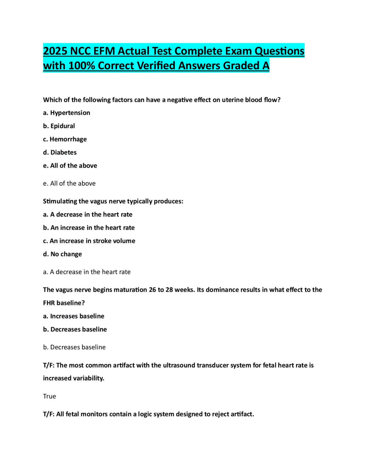 2025 NCC EFM Actual Test Complete Exam Questions with 100% Correct ...