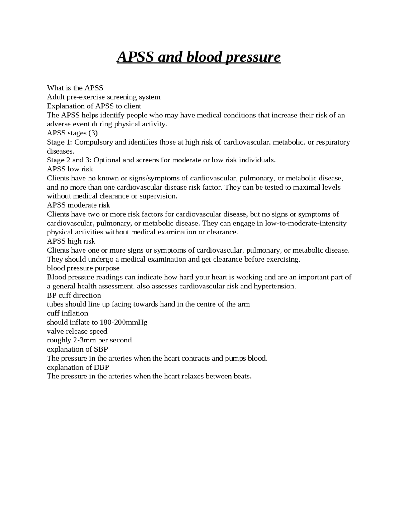 Adult Pre-Exercise Screening & Blood Pressure: A Guide for Fitness ...