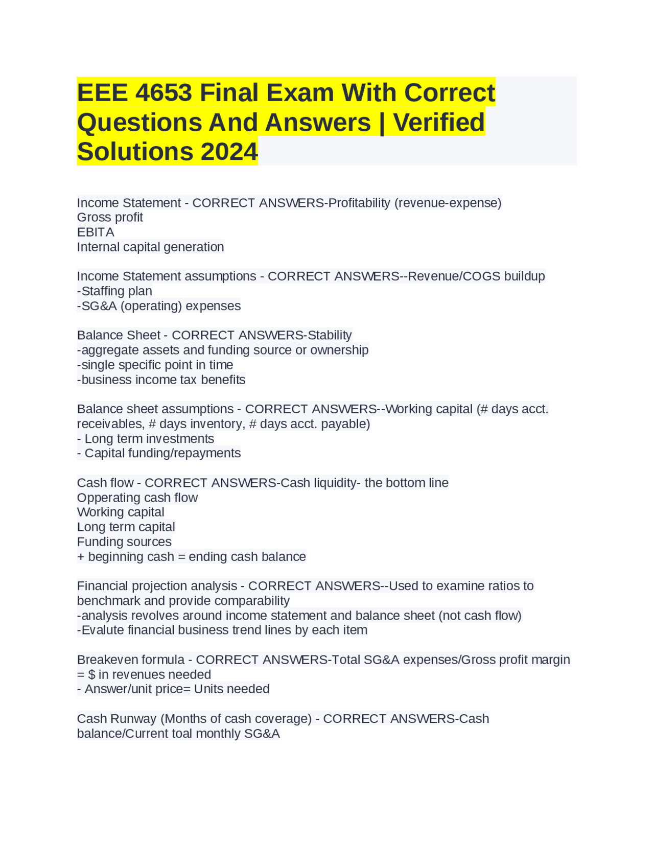 EEE 4653 Final Exam With Correct Questions And Answers | Verified ...