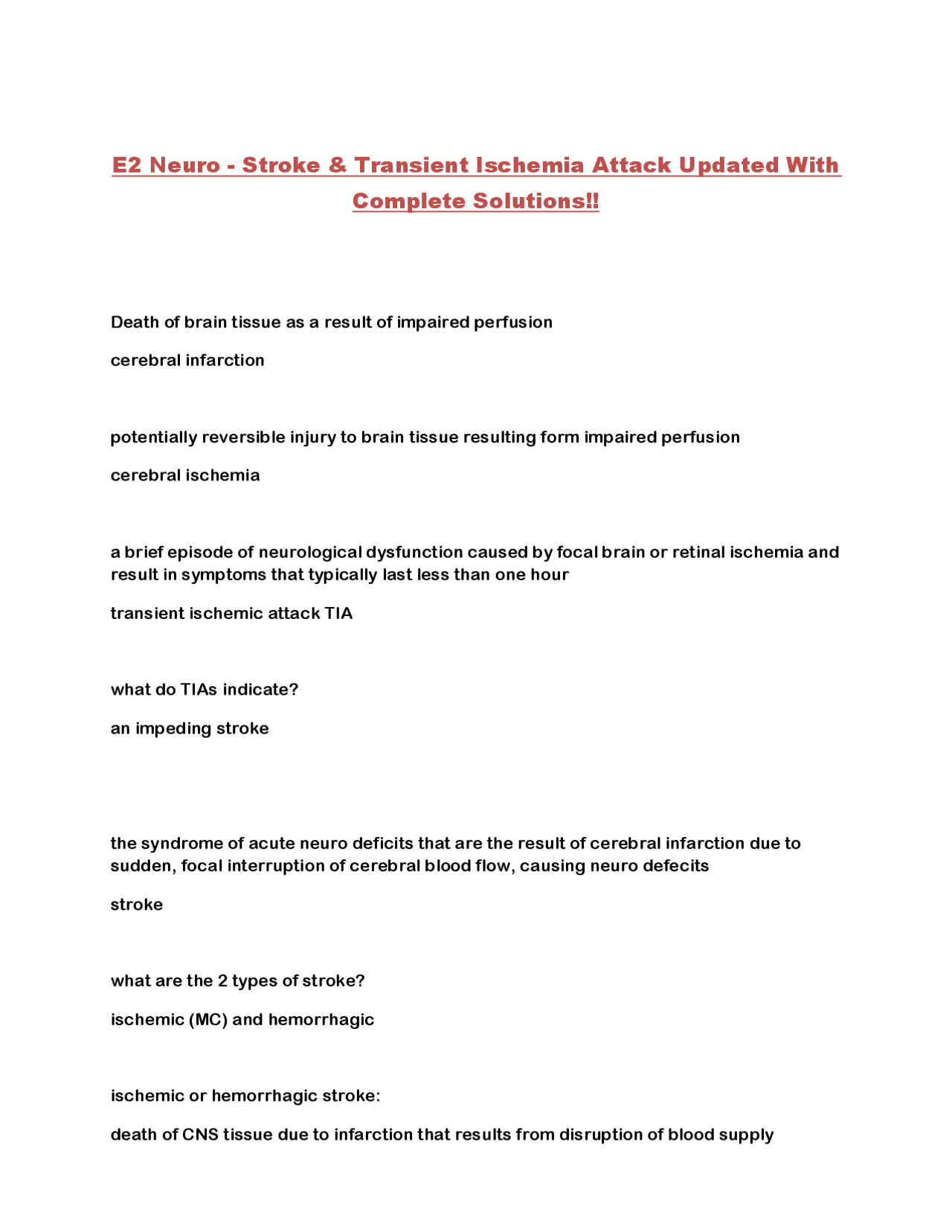 Stroke and Transient Ischemic Attack: A Comprehensive Guide with ...