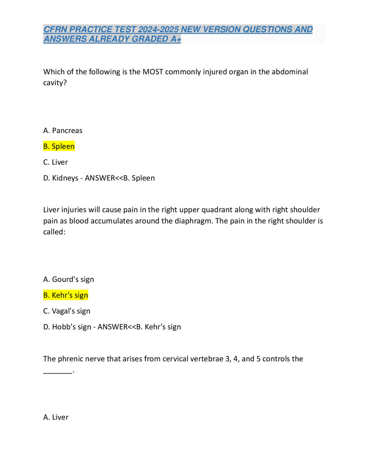 CFRN PRACTICE TEST 2024 QUESTIONS AND ACCURATE ANSWERS.pdf | Exams ...