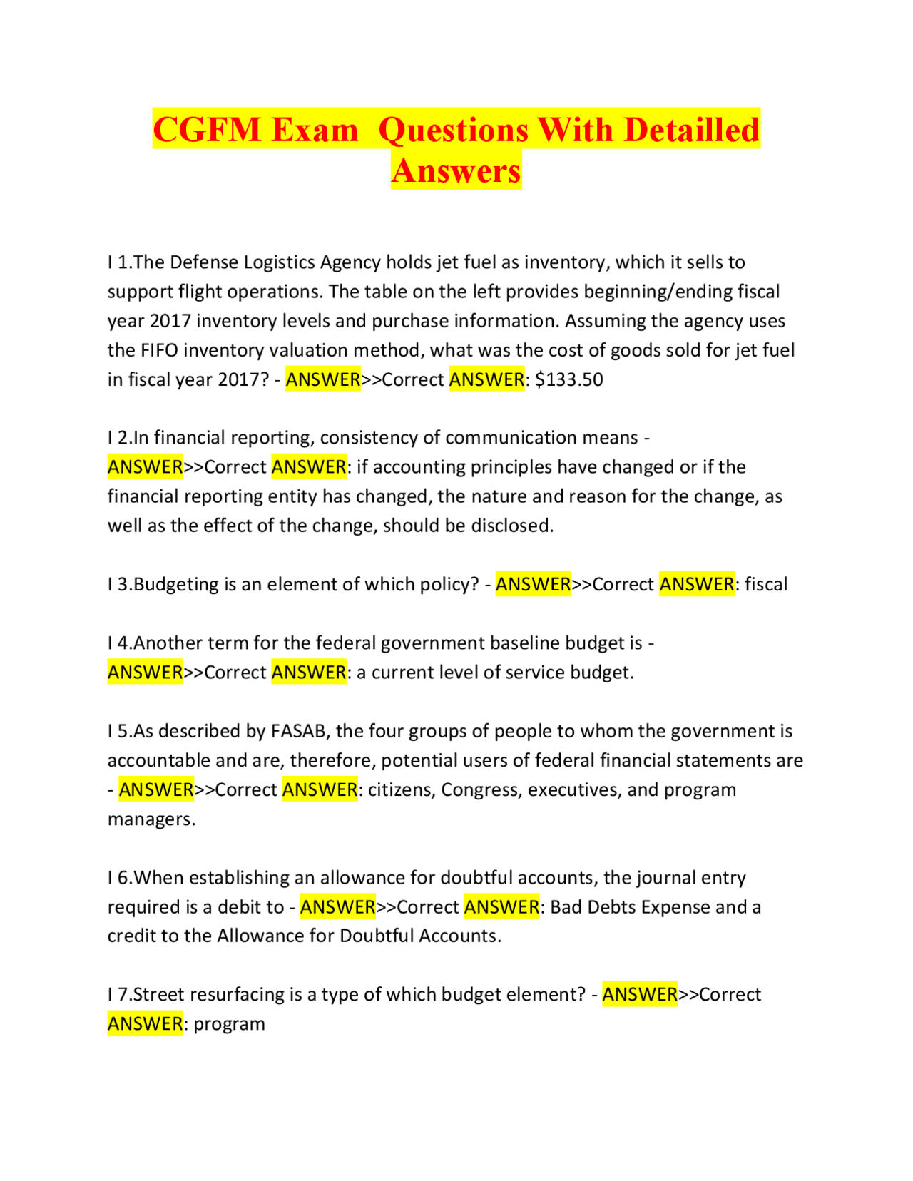 CGFM Exam Questions and Answers: A Comprehensive Guide to Financial ...