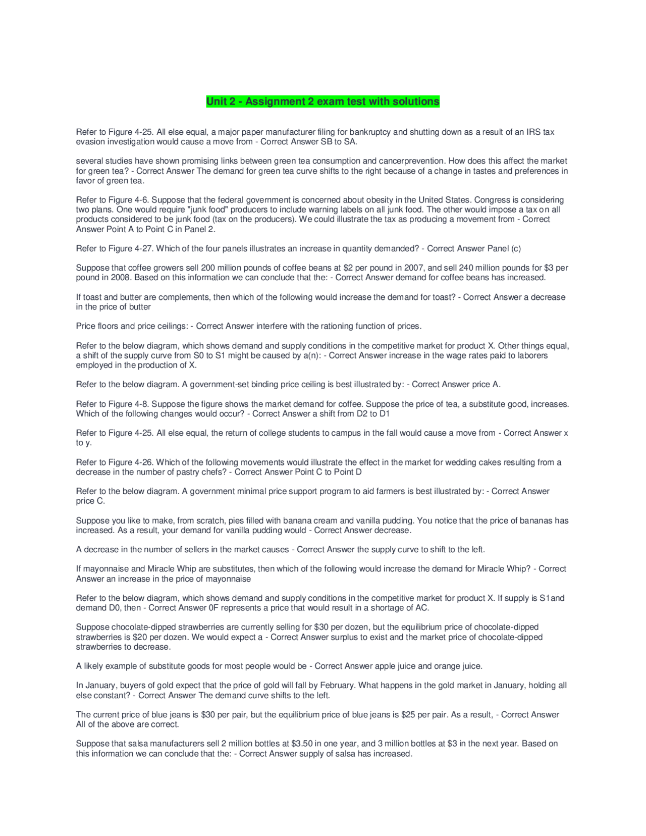 Unit 2 - Assignment 2 exam test with solutions | Exams Physical ...