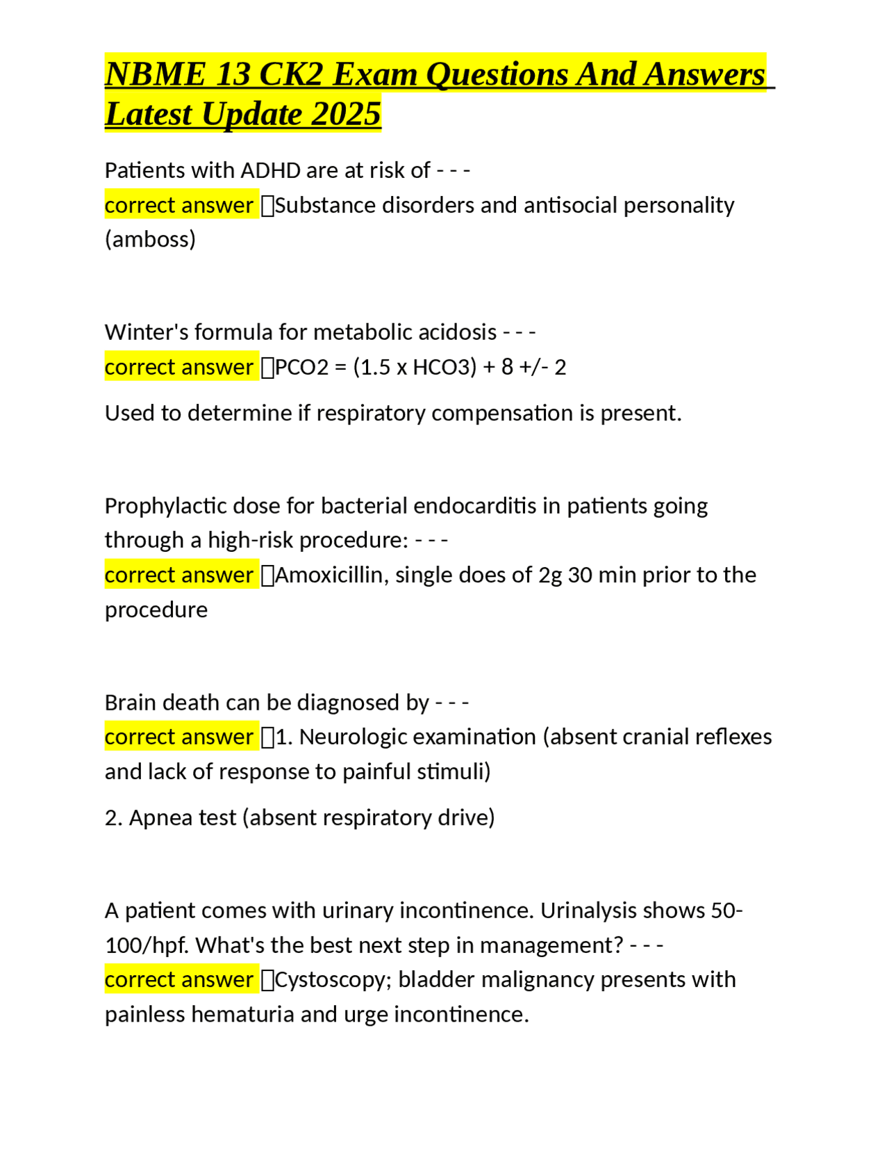 NBME 13 CK2 Exam Questions and Answers: A Comprehensive Guide for ...