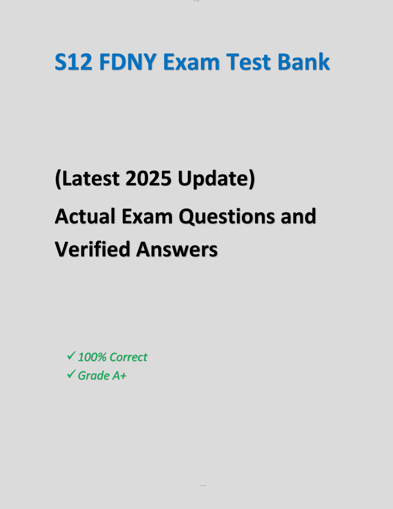 S12 Fdny Exam Test Bank Latest 2025 Update Actual Exam Questions And