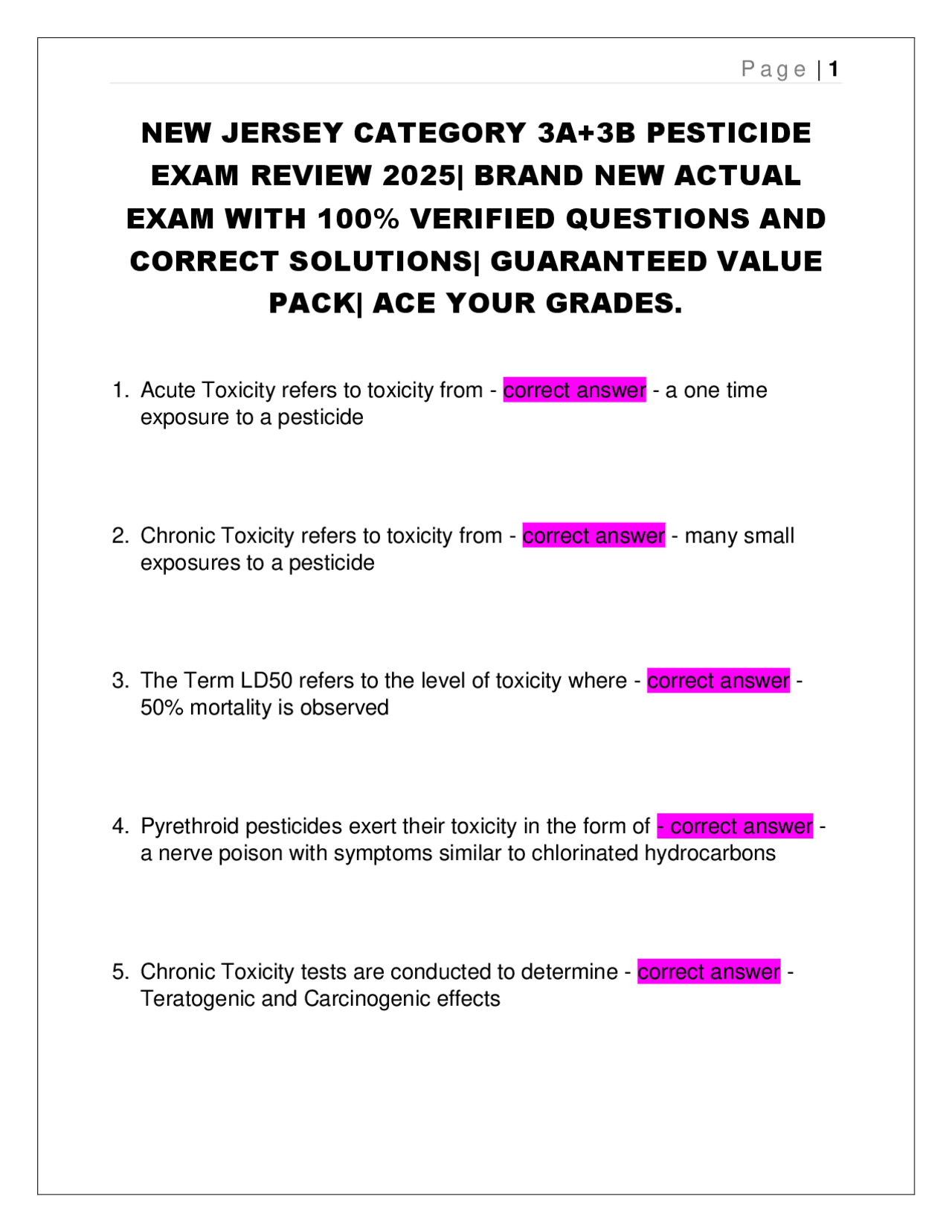 NEW JERSEY CATEGORY 3A+3B PESTICIDE EXAM REVIEW 2025| BRAND NEW ACTUAL ...