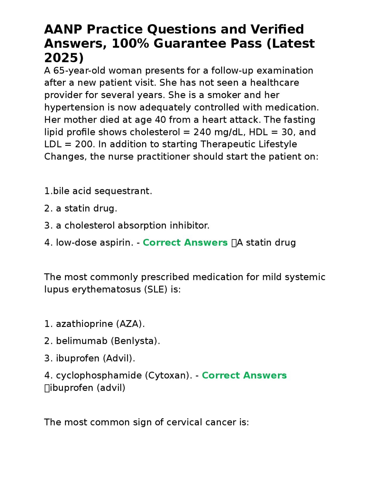 AANP Practice Questions and Verified Answers, 100% Guarantee Pass ...
