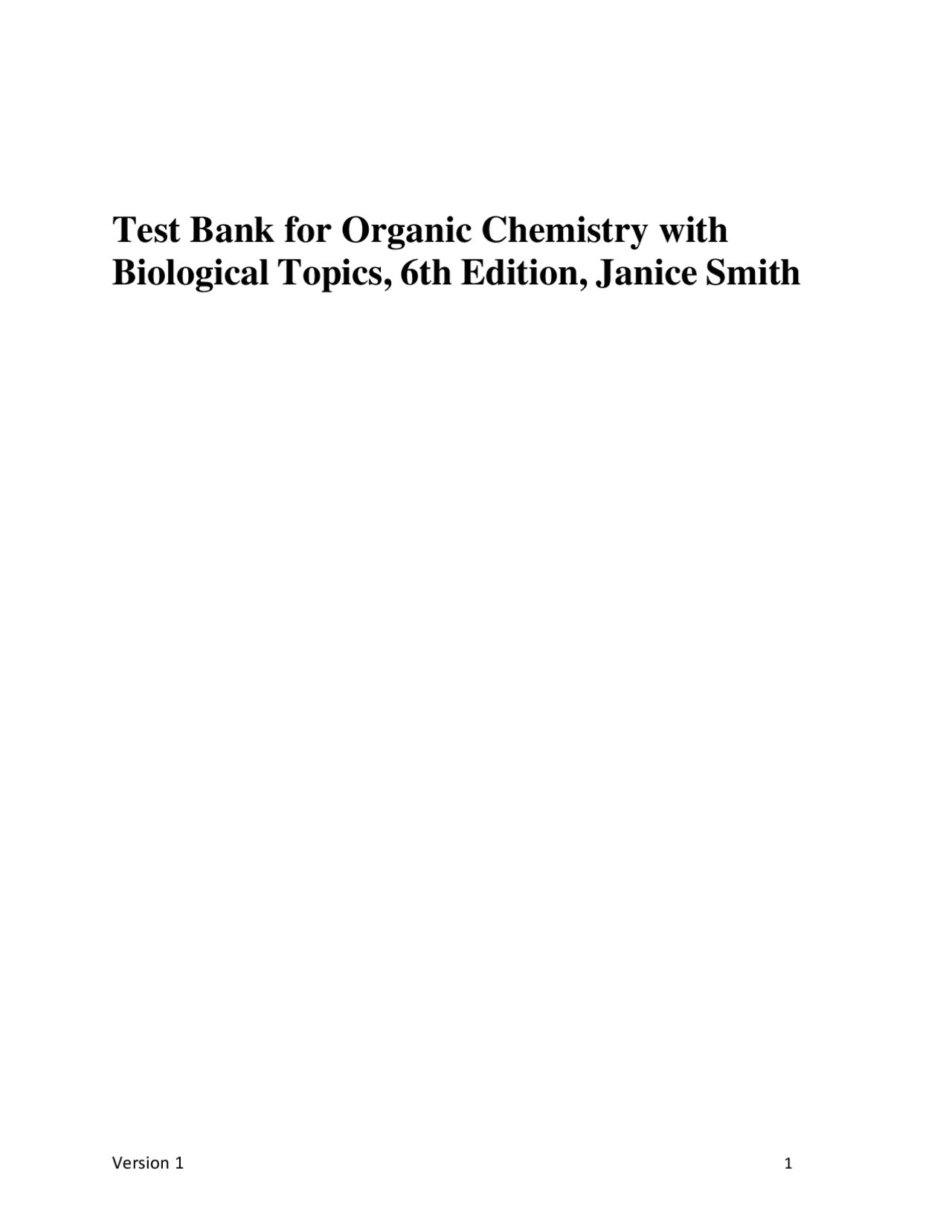 TEST BANK for Organic Chemistry with Biological Topics 6th Edition by ...