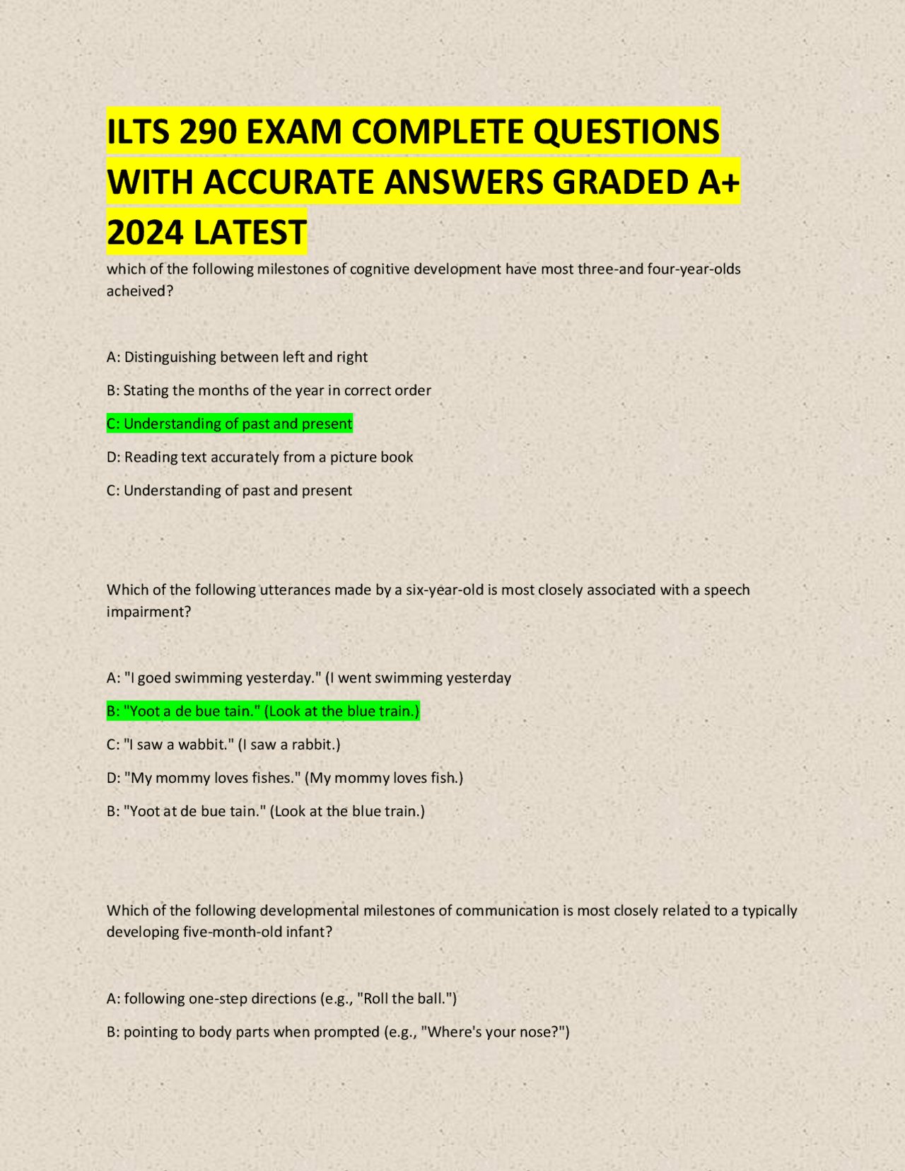 ILTS 290 Exam: Cognitive & Social-Emotional Development Questions ...