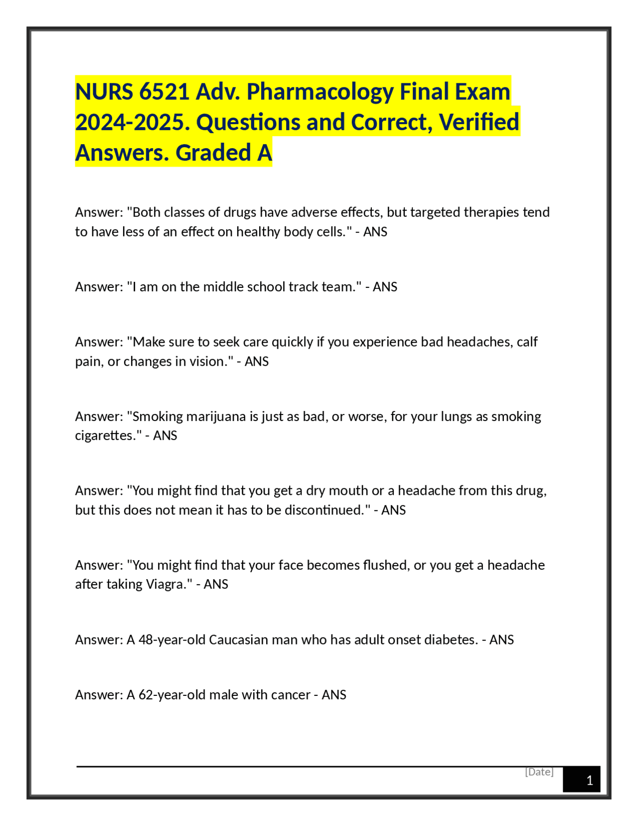 NURS 6521 Advanced Pharmacology Final Exam Questions and Answers ...
