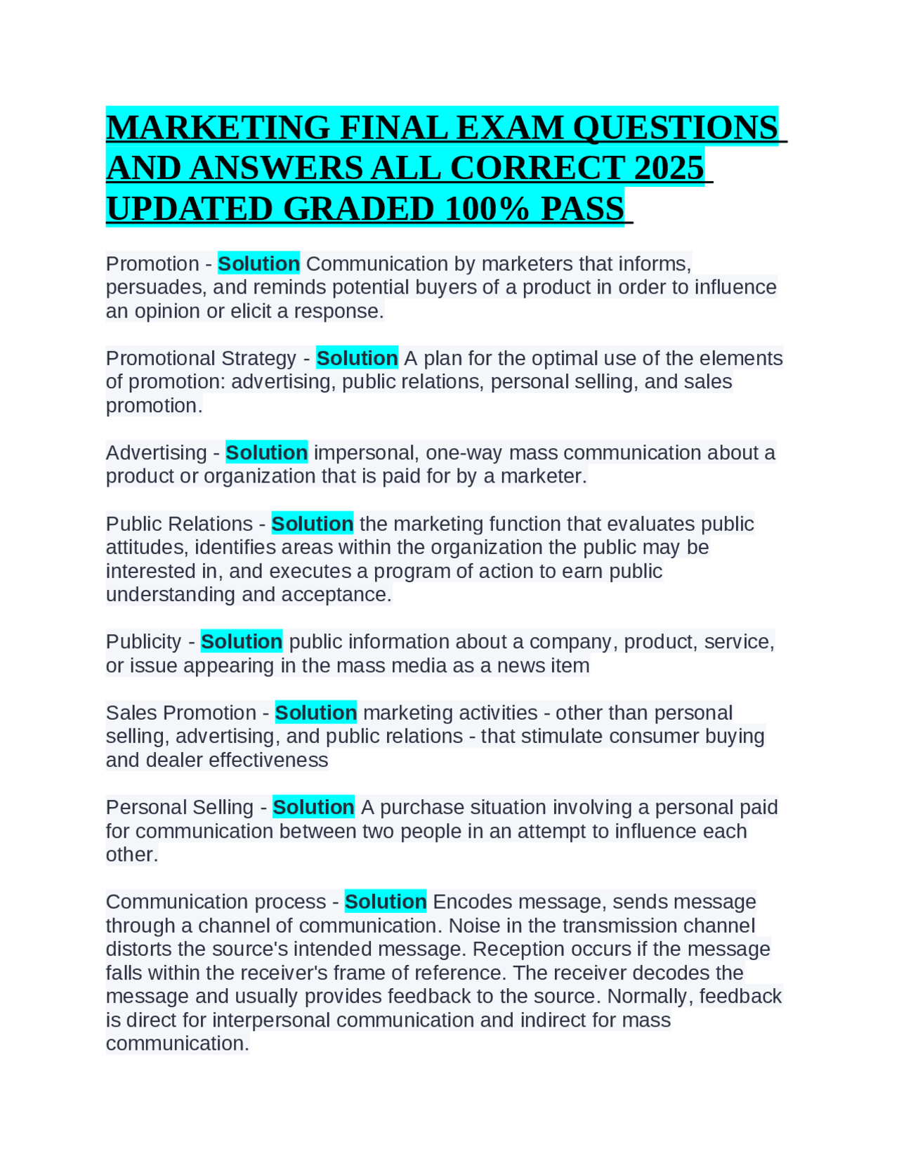 Marketing Final Exam Questions and Answers: A Comprehensive Guide to ...