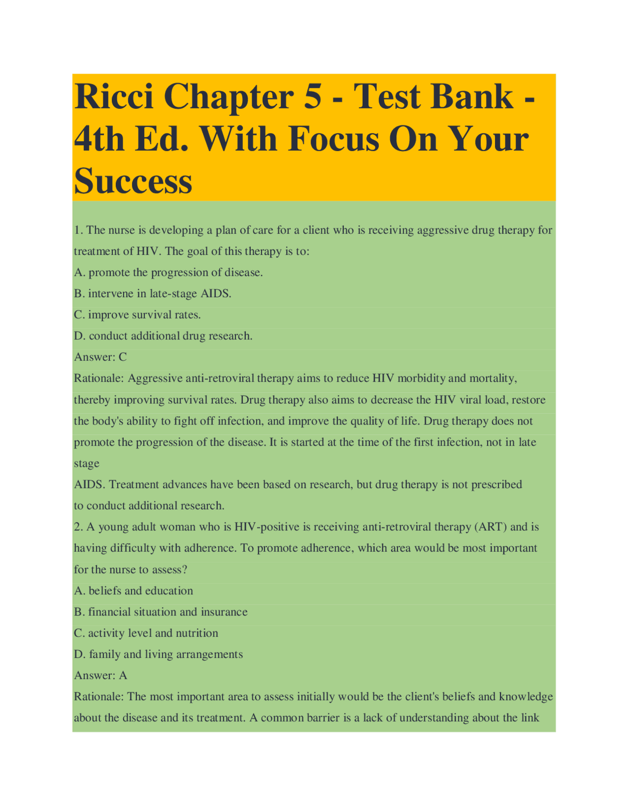 Ricci Chapter 5 - Test Bank - 4th Ed. With Focus On Your Success ...
