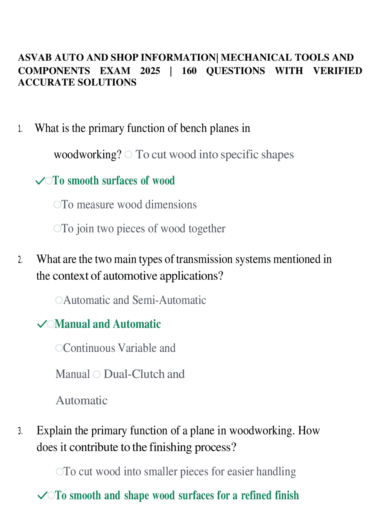ASVAB Auto and Shop Information: Mechanical Tools and Components Exam ...