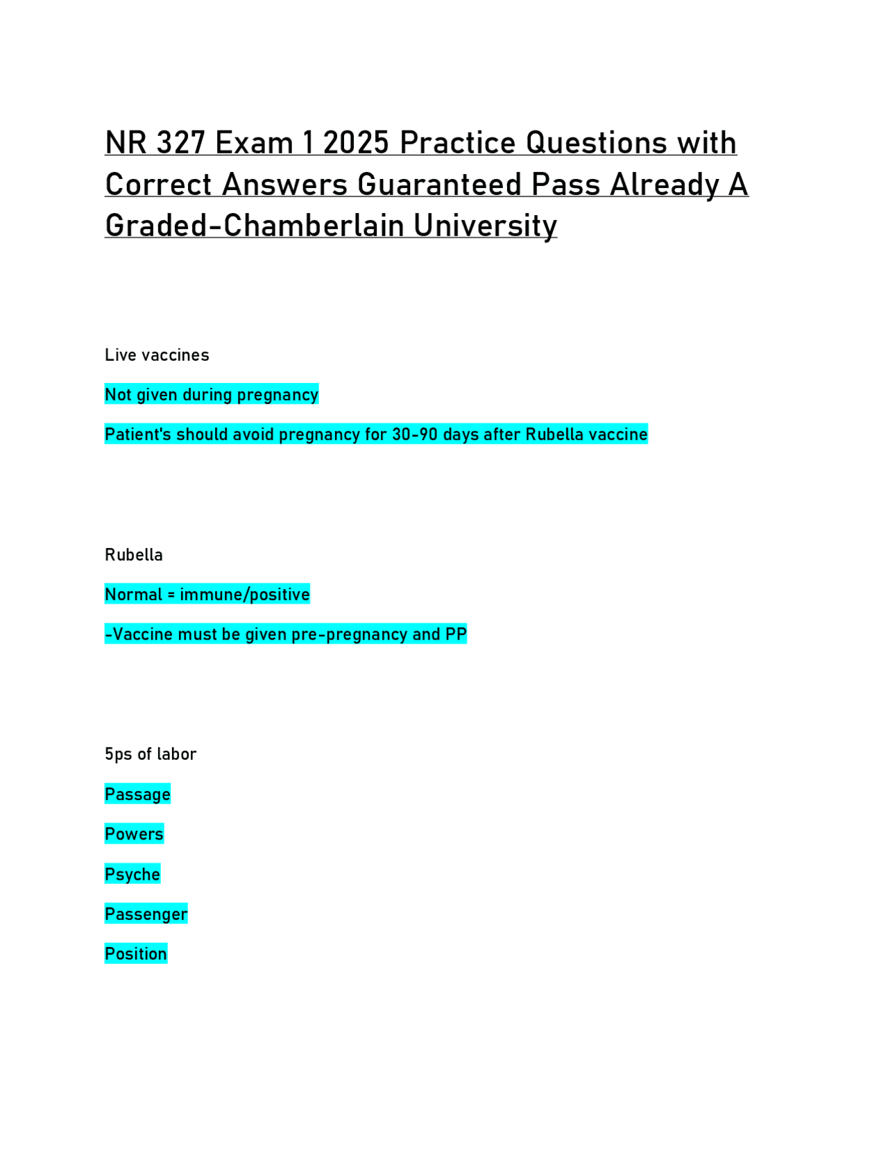NR 327 Exam 1 2025 Practice Questions with Correct Answers Guaranteed ...