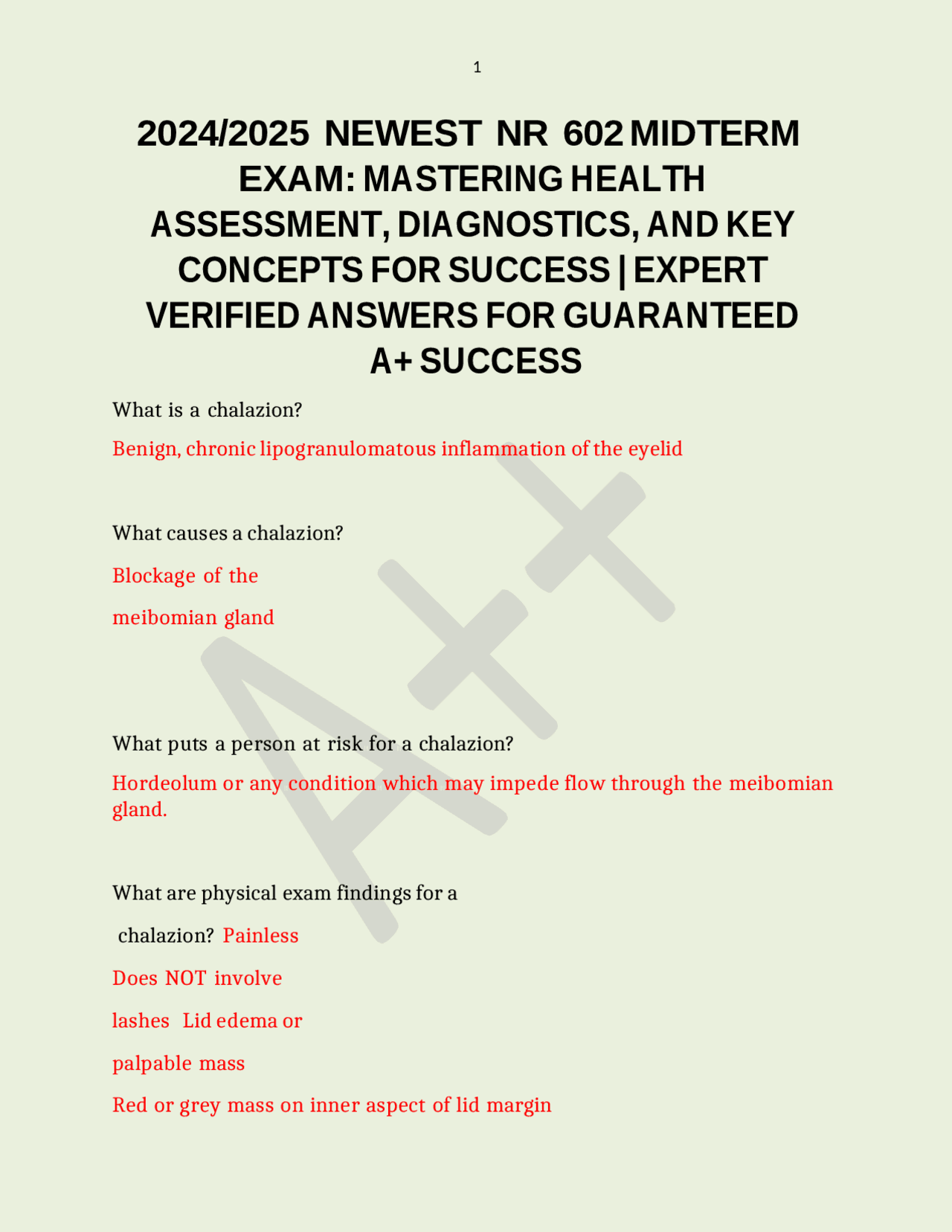 2024 2025 NEWEST NR 602 MIDTERM EXAM MASTERING HEALTH ASSESSMENT ...
