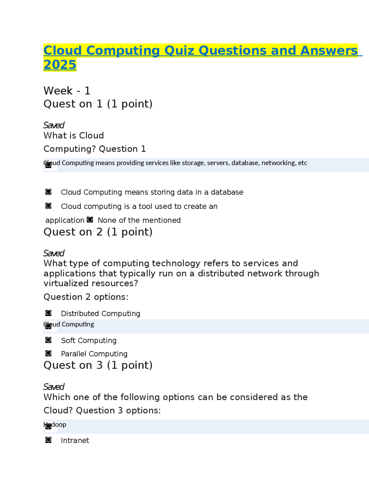 Cloud Computing Quiz Questions and Answers 2025 | Exams Information ...