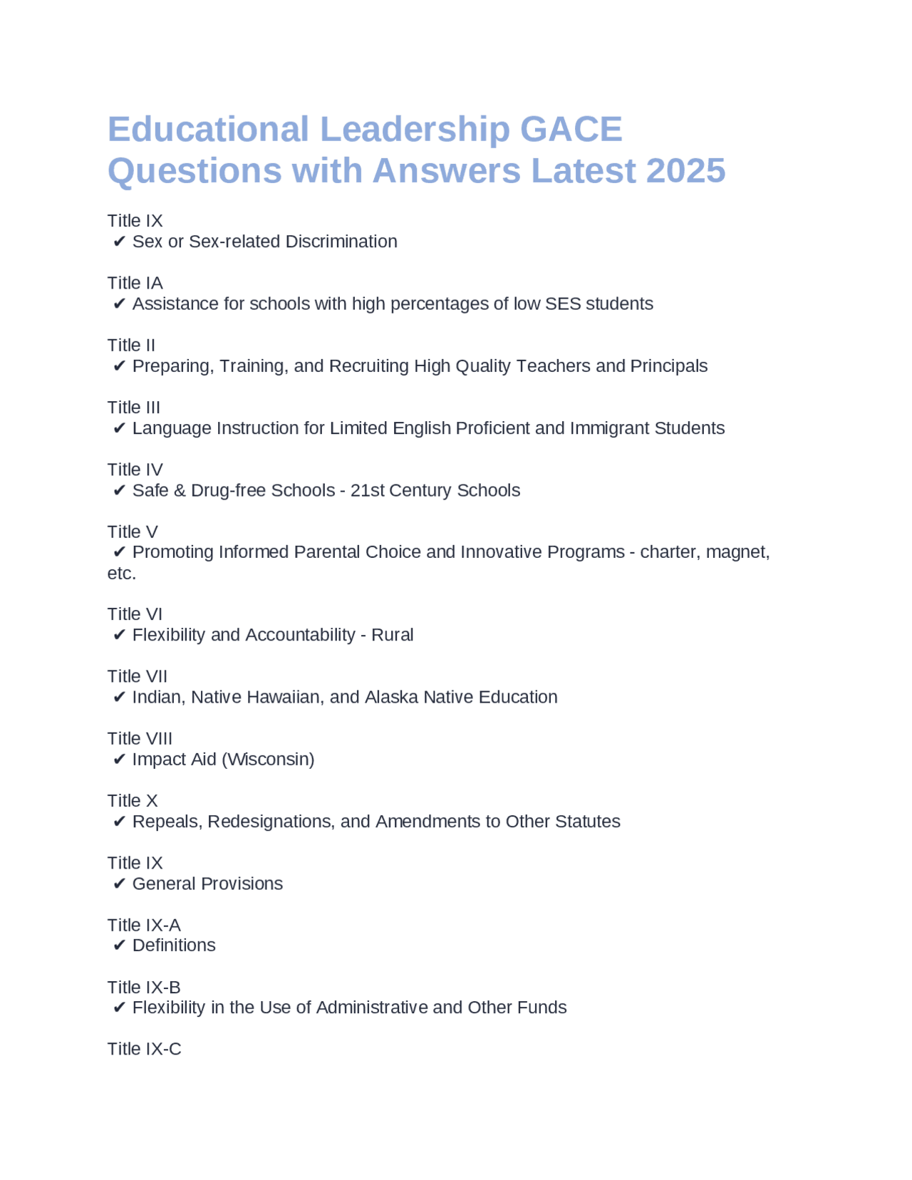 Educational Leadership Gace Questions With Answers Latest 2025 Exams
