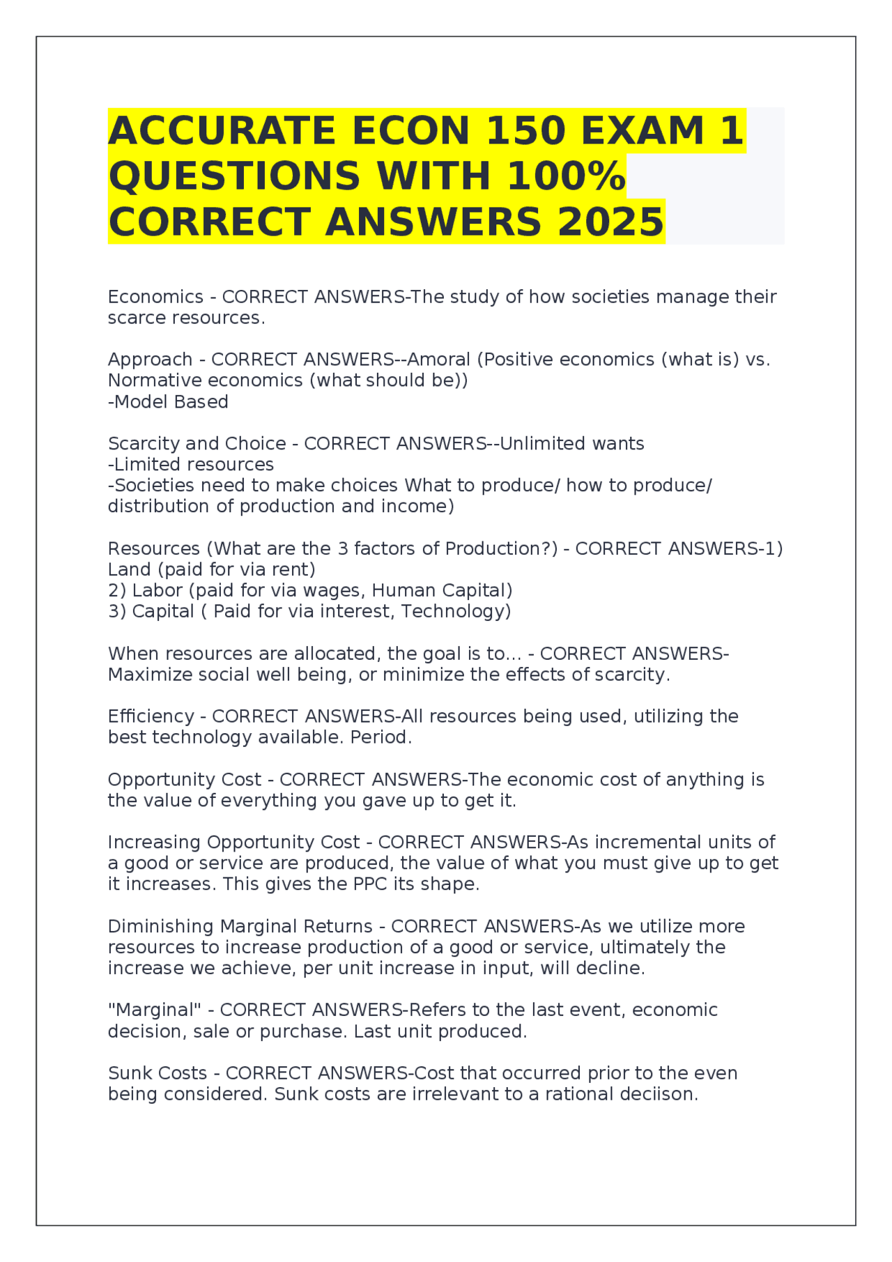 econ 150: microeconomics Images High Quality Grahic ECON 150 Exam 1: Economics Principles and Concepts | Exams Advanced ...