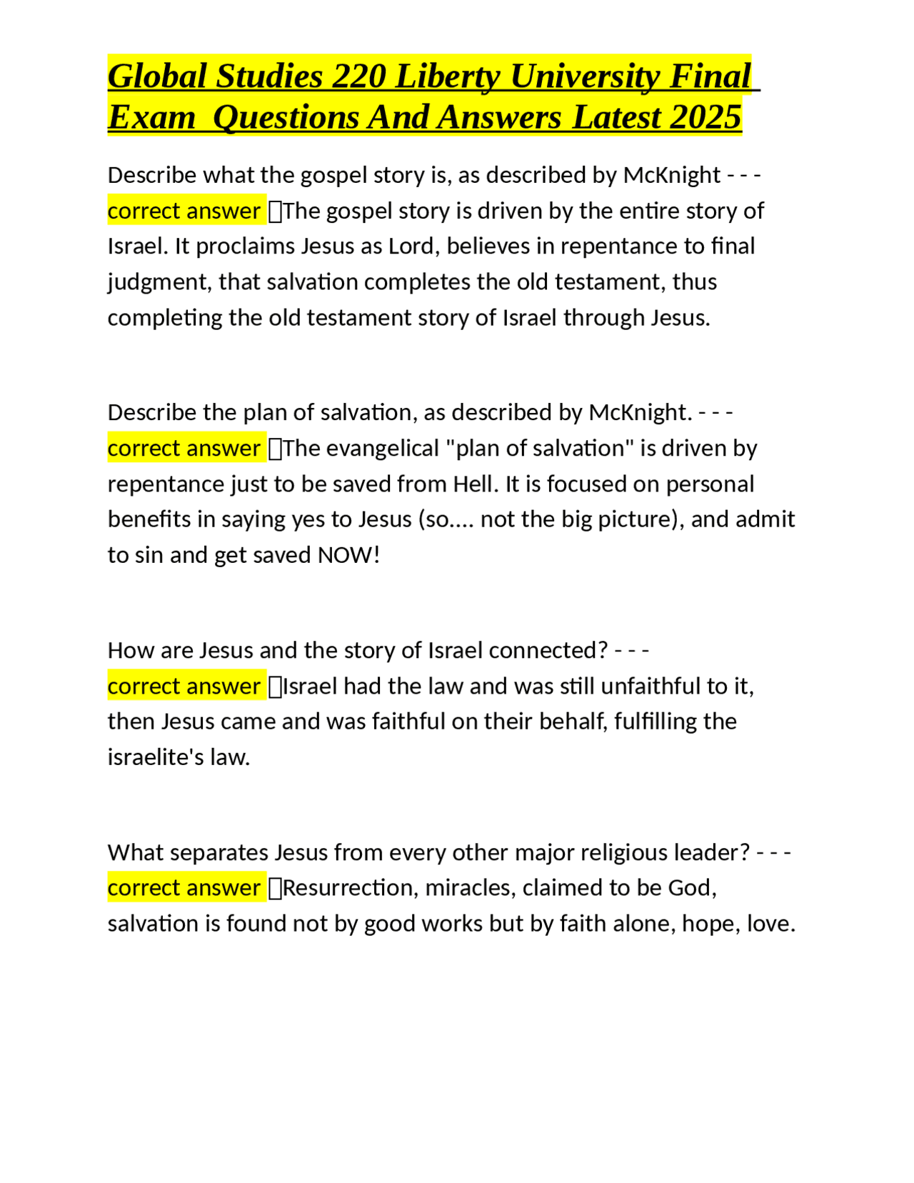 Global Studies 220 Liberty University Final Exam Questions And Answers ...