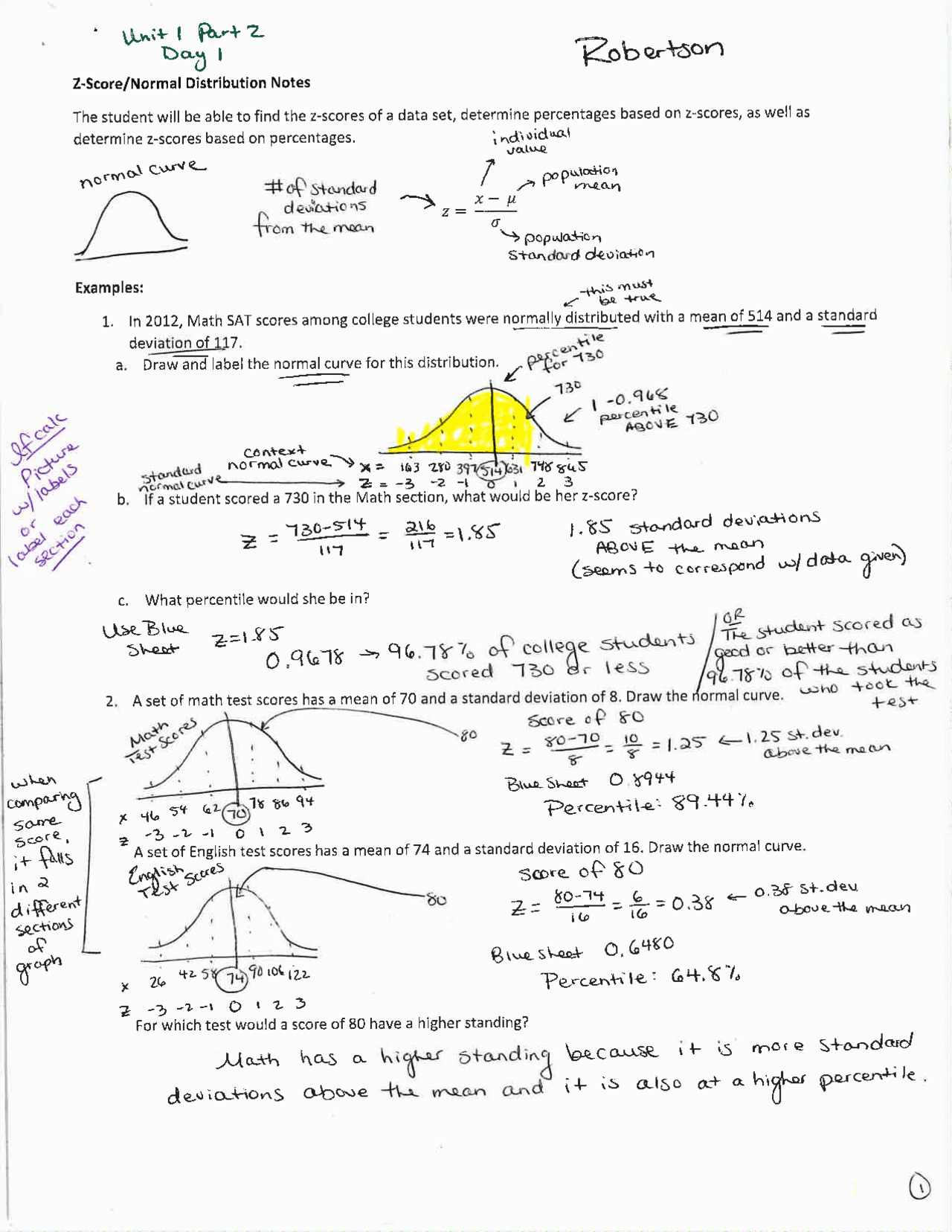 AP Stats Unit 1 Answer Key | Lecture notes Mathematics | Docsity