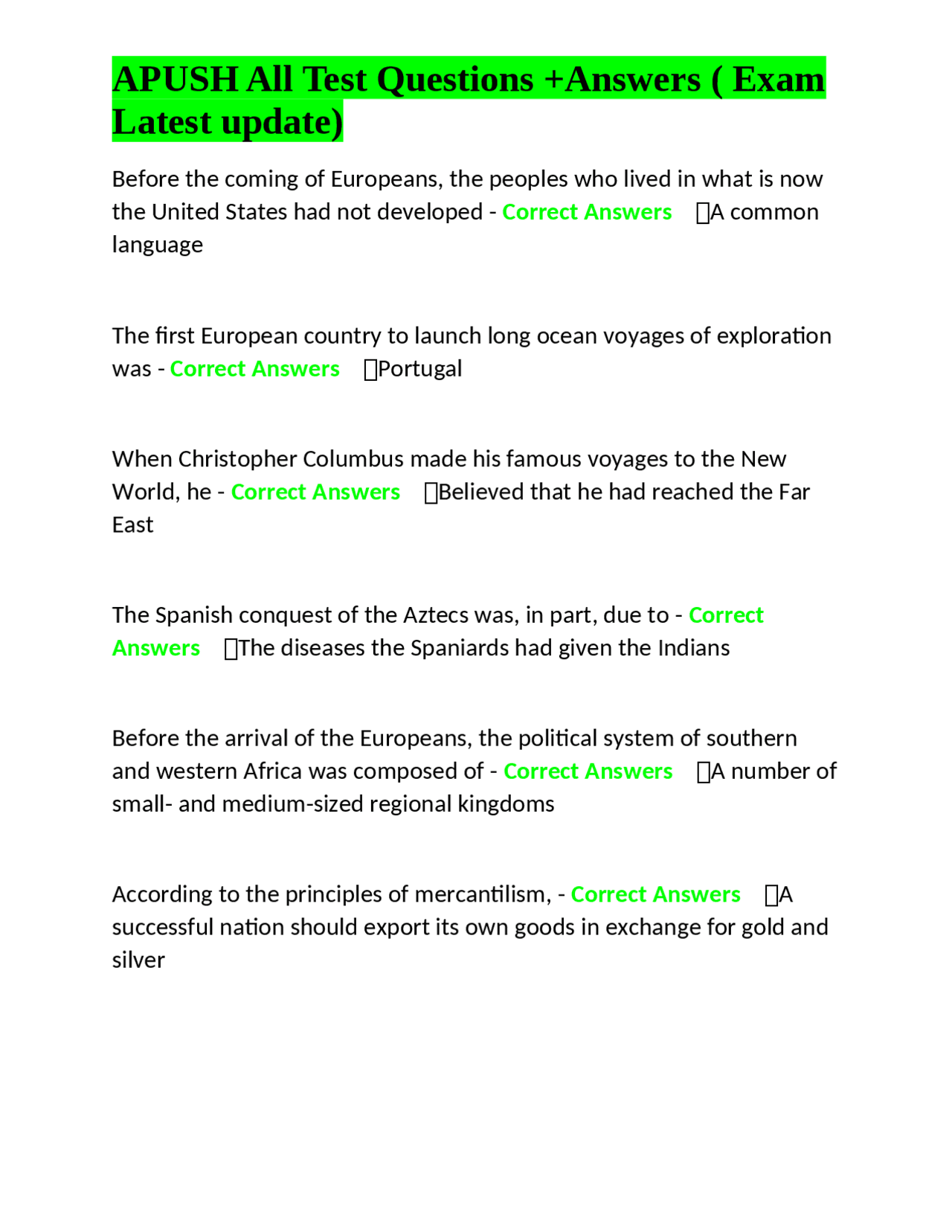APUSH Exam Questions and Answers: A Comprehensive Guide to American ...