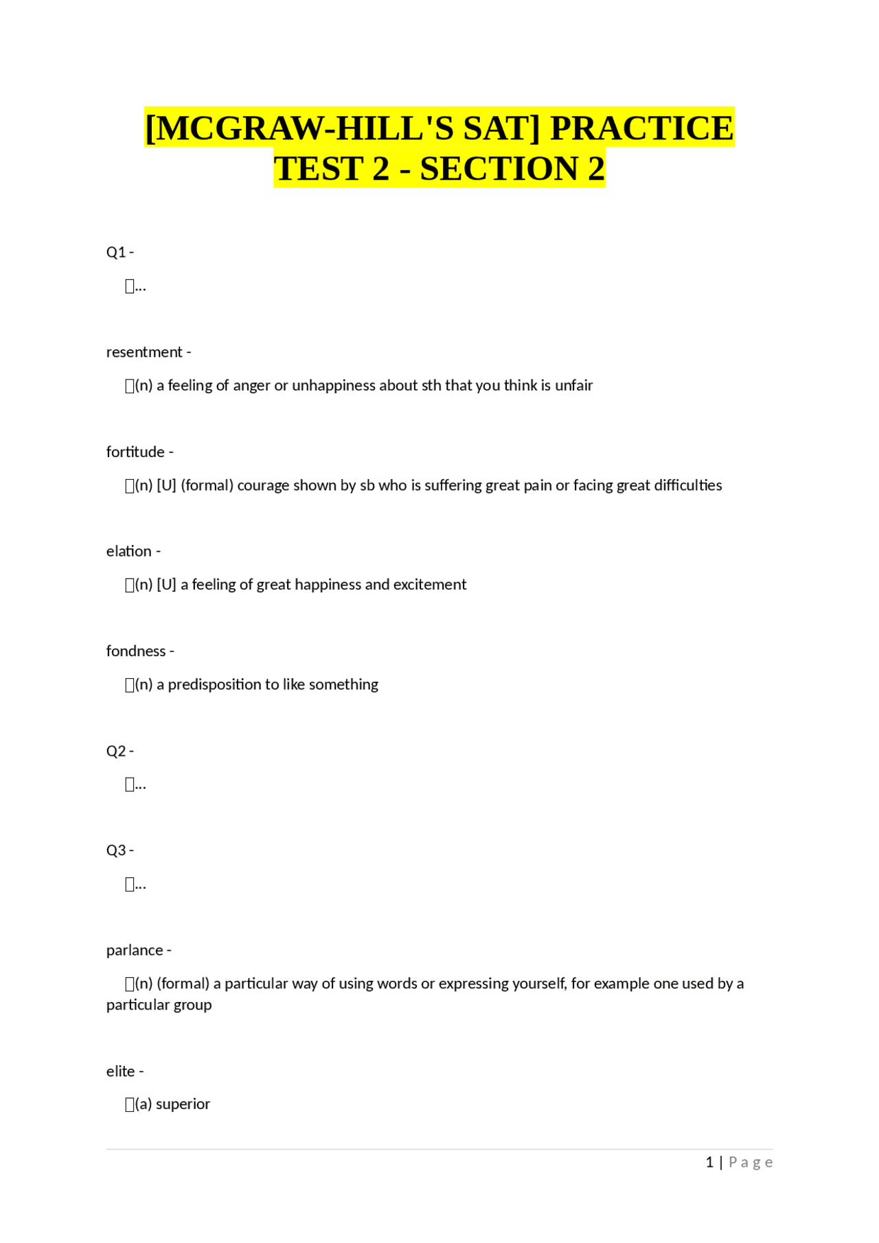 [MCGRAW-HILL'S SAT] PRACTICE TEST 2 - SECTION 2 | Exams Mathematics ...