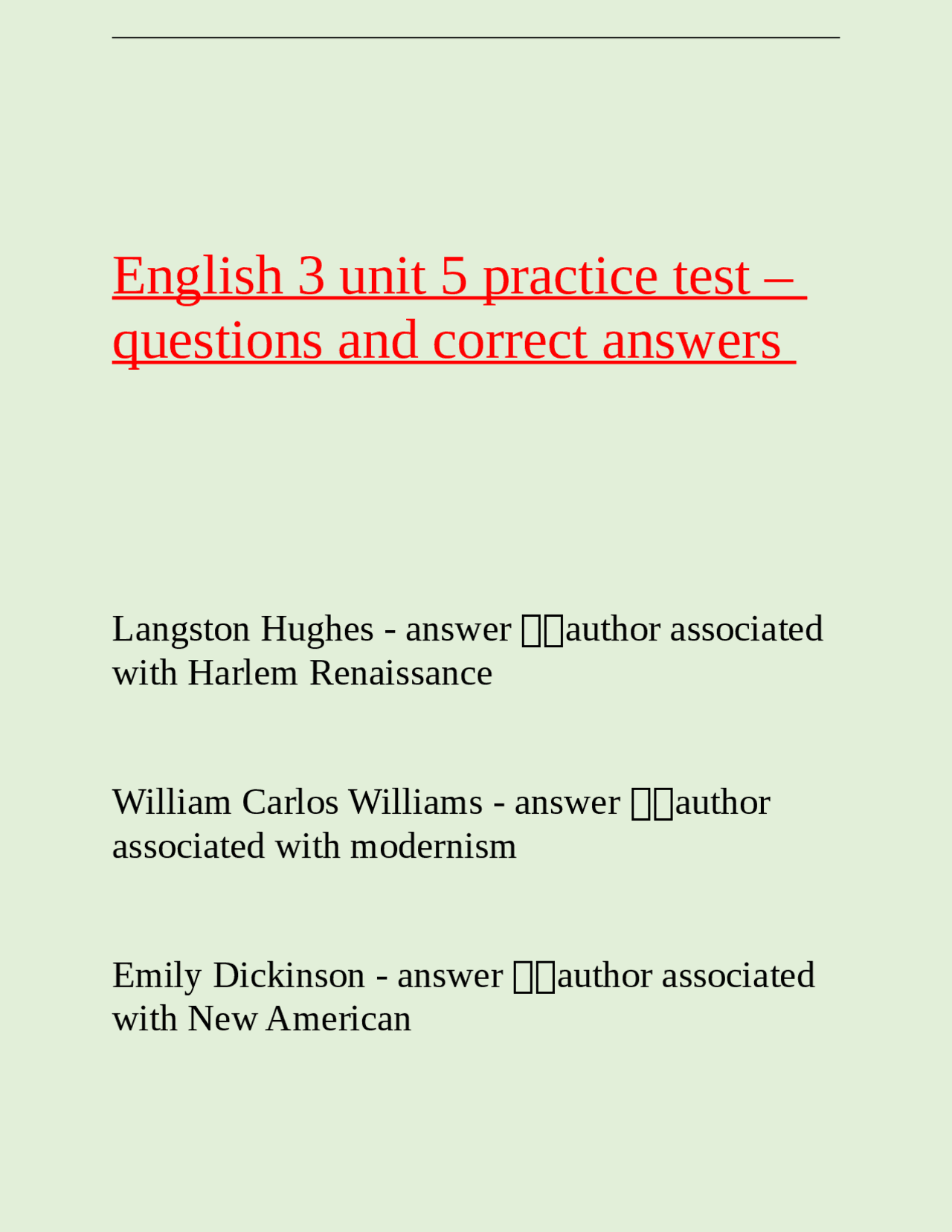 English 3 Unit 5 Practice Test: Literary Movements, Grammar, and ...