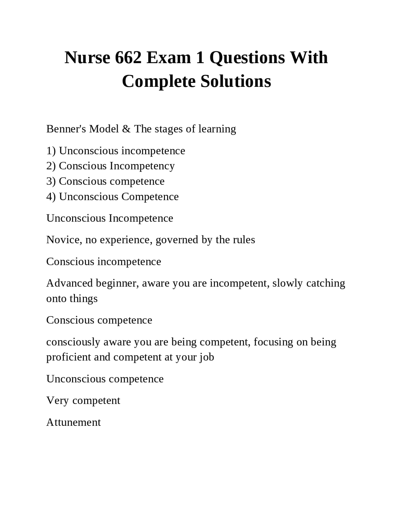 Nurse 662 Exam 1 Questions With Complete Solutions | Exams Nursing ...