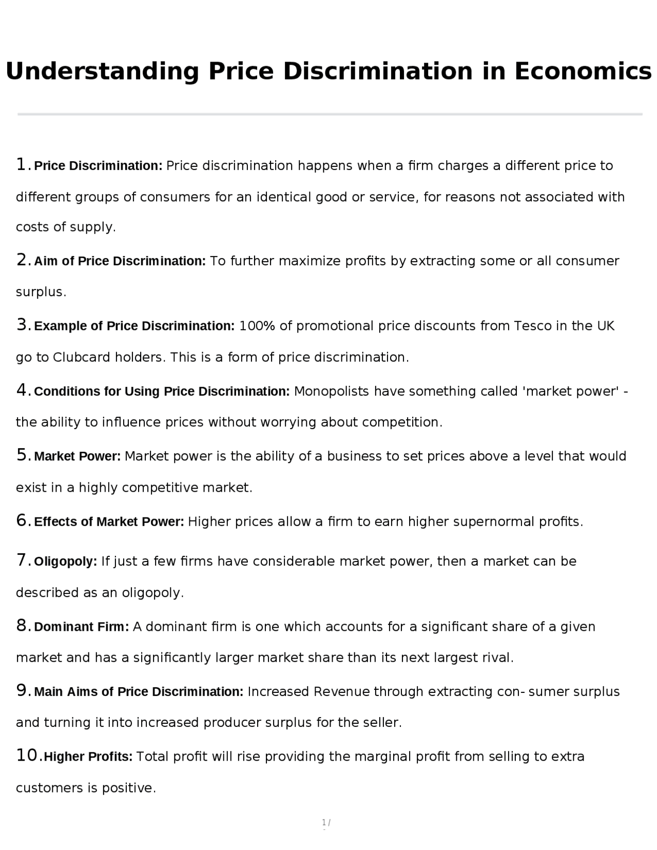 Price Discrimination in Economics: A Comprehensive Guide | Study notes ...