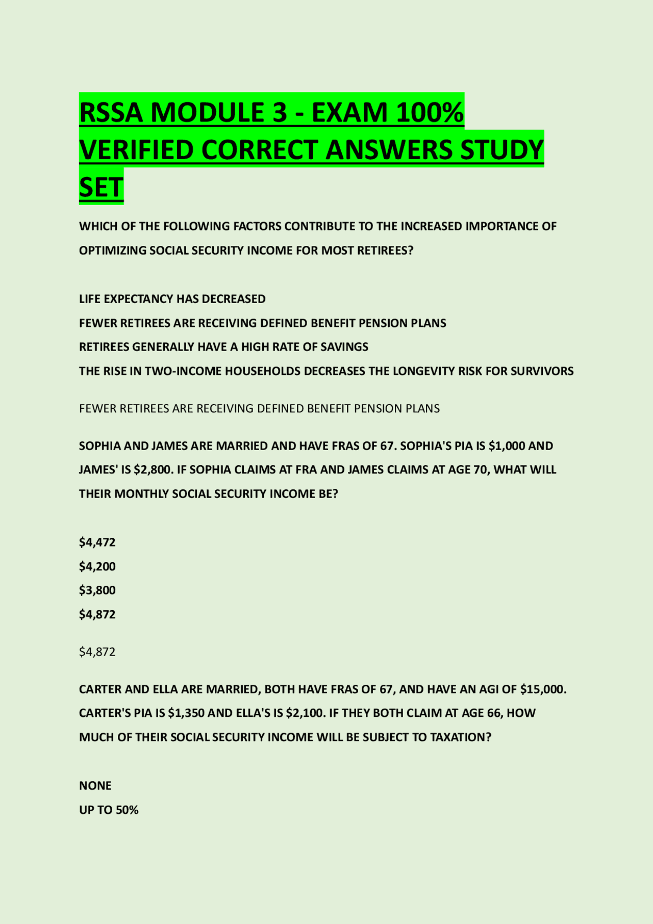 RSSA MODULE 3 - EXAM 100% VERIFIED CORRECT ANSWERS STUDY SET | Exams ...