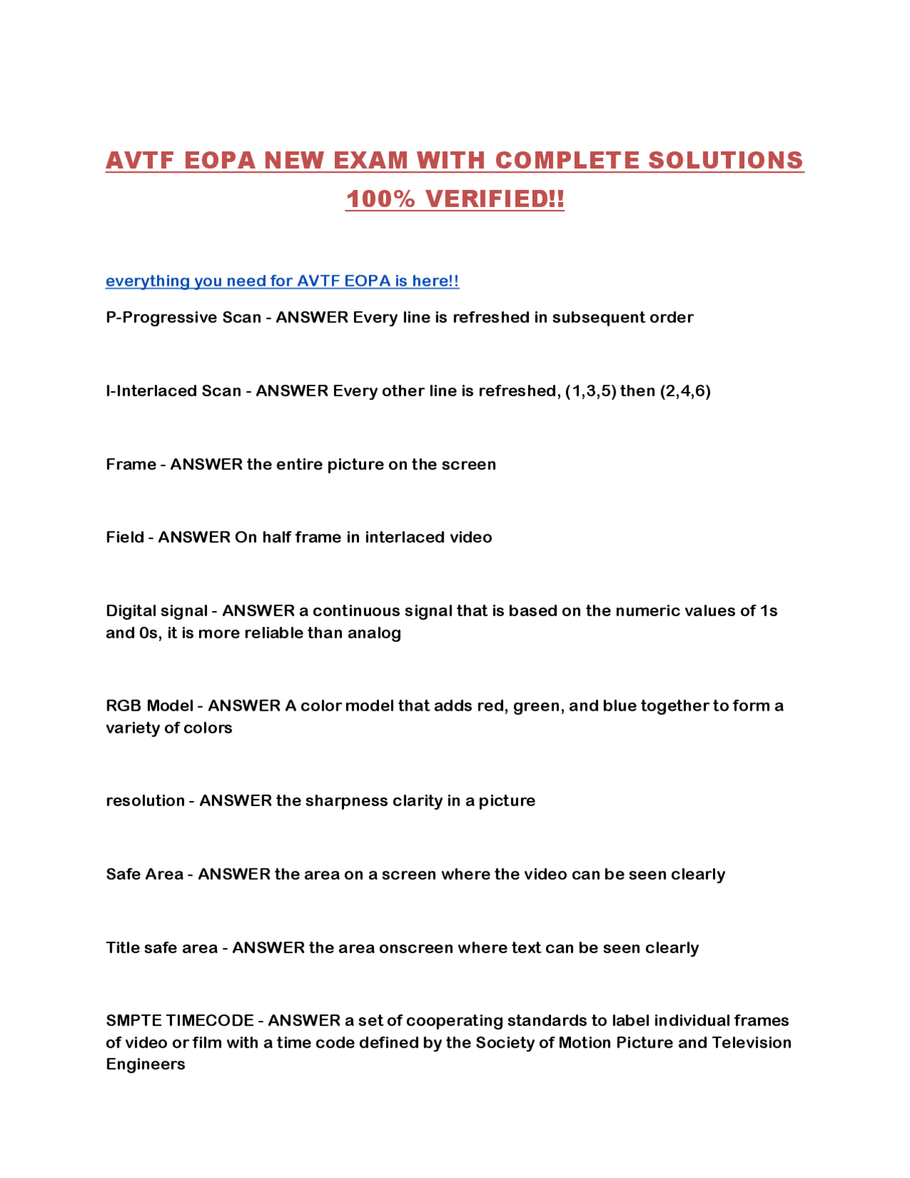 AVTF EOPA Exam Preparation: Key Concepts and Definitions | Exams ...