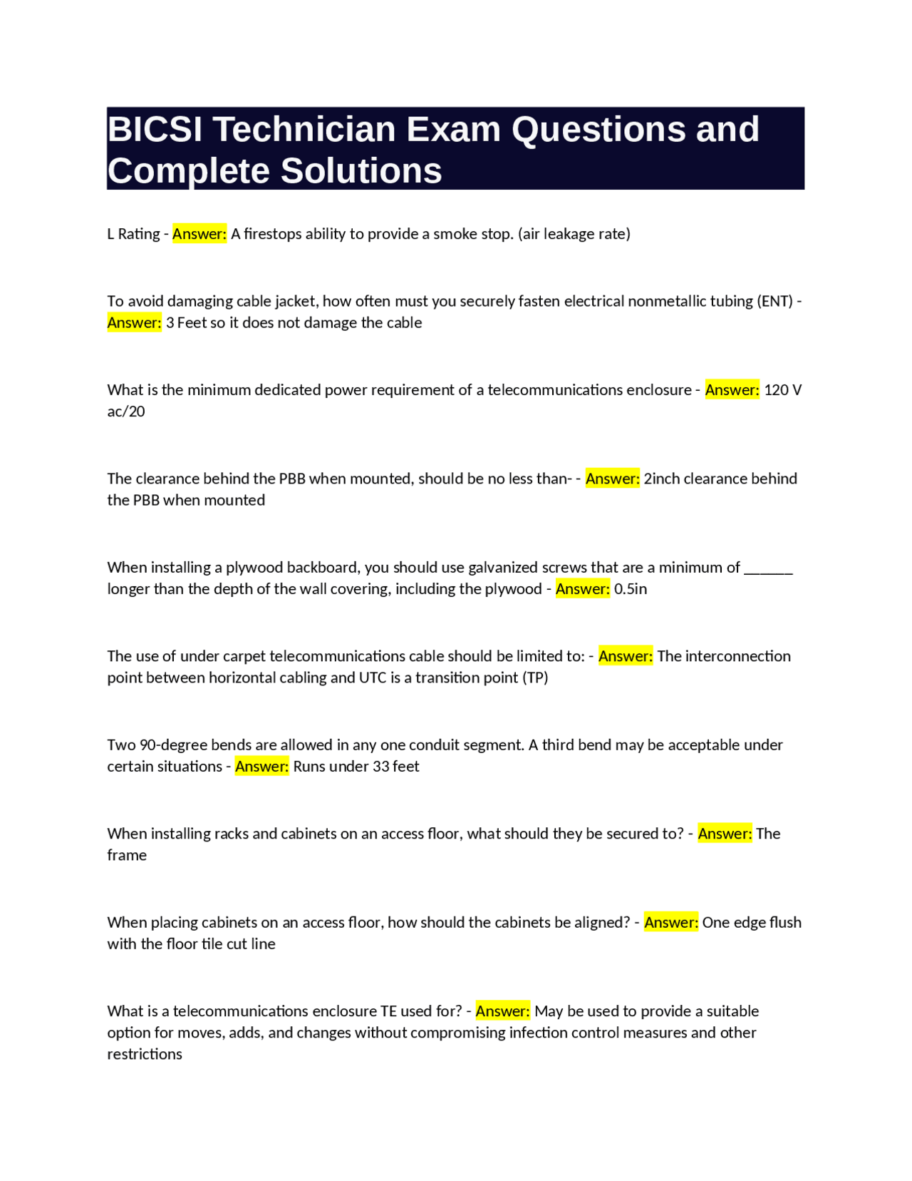 BICSI Technician Exam Questions and Answers: A Comprehensive Guide ...