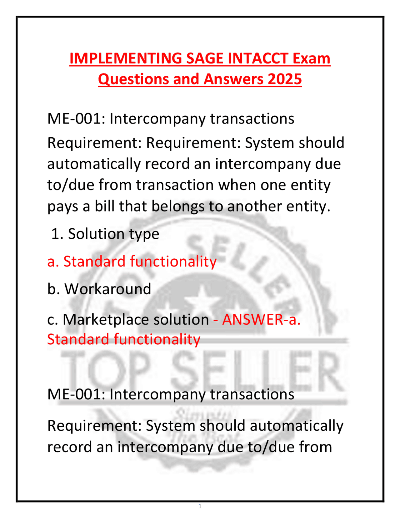 Implementing Sage Intacct Exam Questions and Answers 2025 | Exams ...