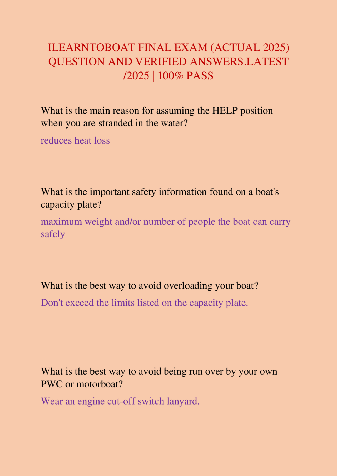 ILEARNTOBOAT Final Exam: Questions and Verified Answers (2025) | Exams Transportation ...