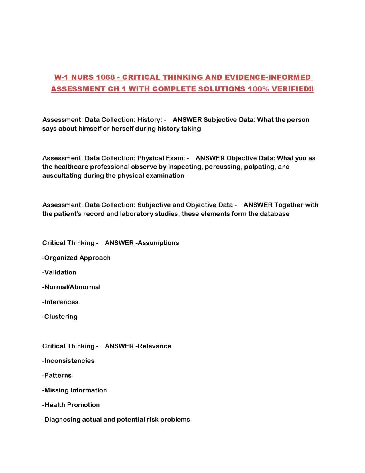 Evidence-Based Assessment in Nursing: Data Collection and ...