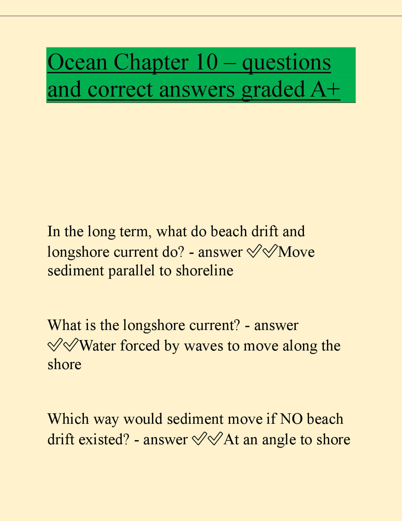 Ocean Test Answer Example Ocean Chapter 10 – questions and correct answers graded A+.pdf | Exams ...