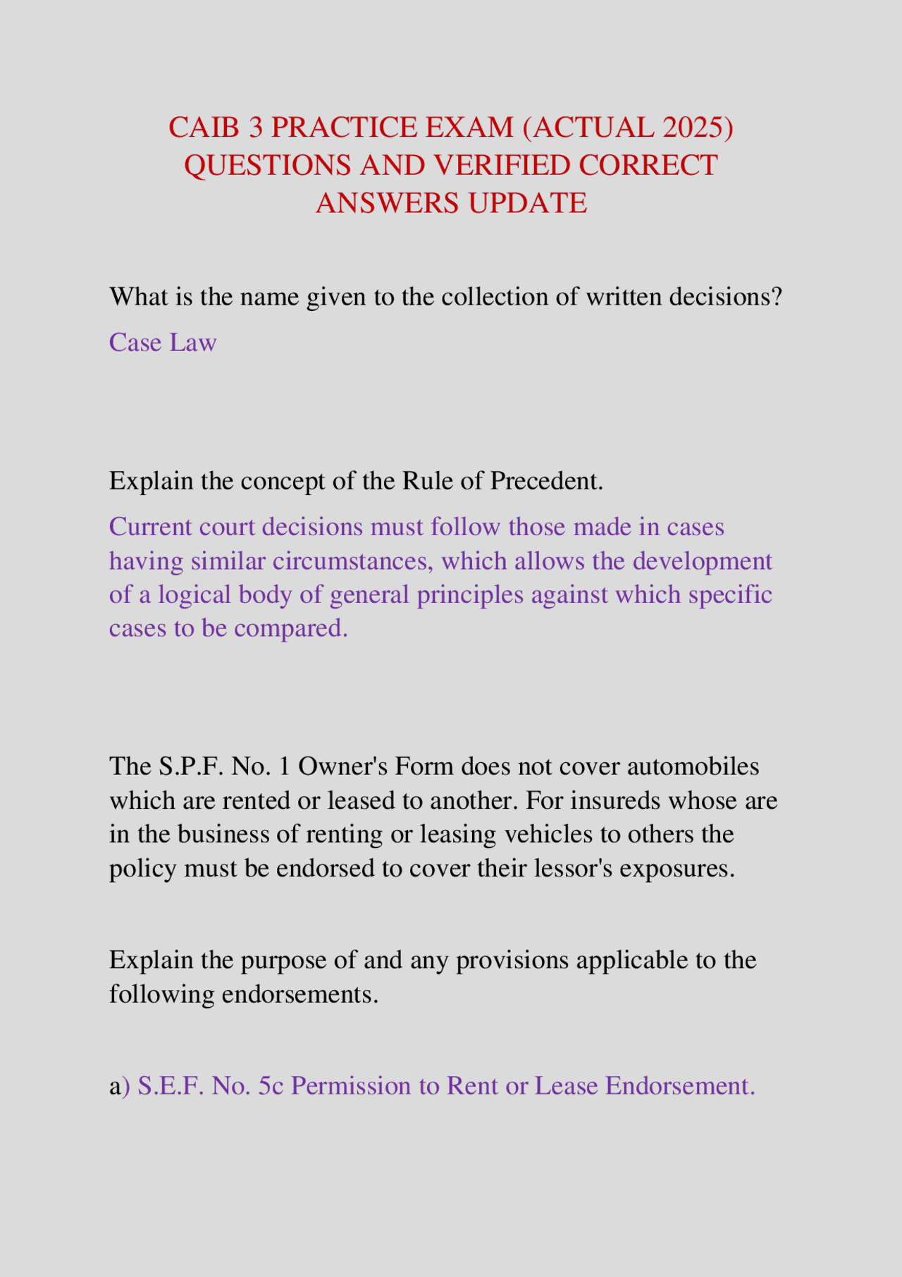 CAIB 3 PRACTICE EXAM (ACTUAL 2025) QUESTIONS AND VERIFIED CORRECT ...