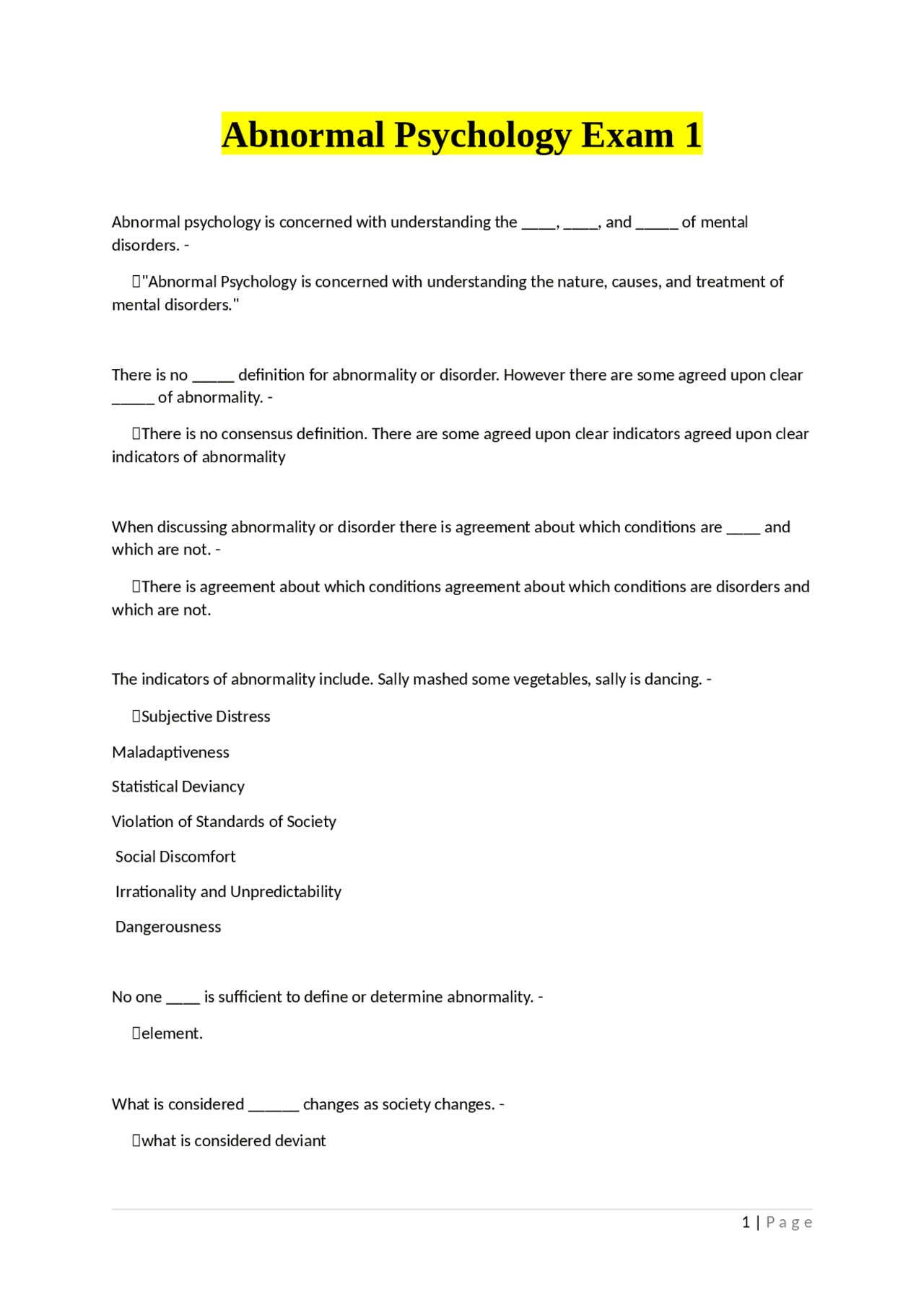 Abnormal Psychology Exam 1: Understanding Mental Disorders and ...