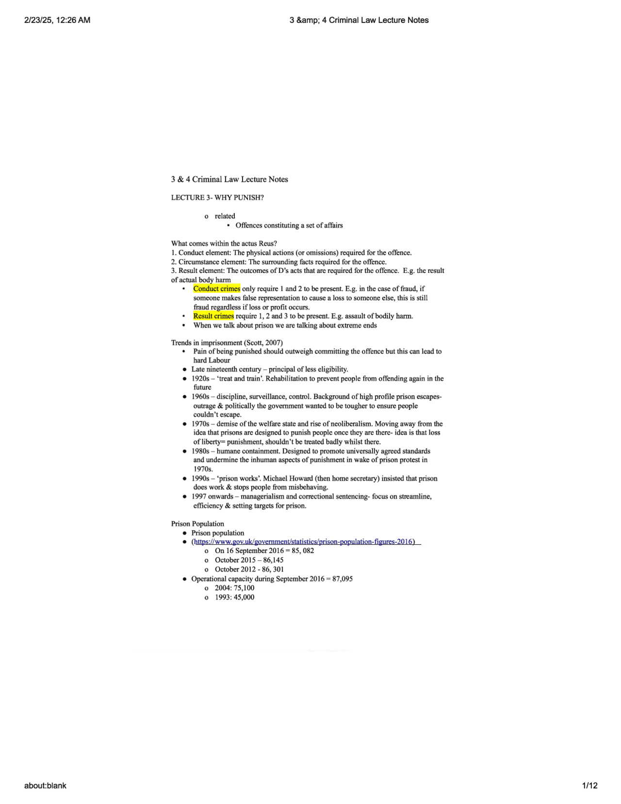 Chapter 3 & 4 Criminal Law Lecture Notes | Study notes Criminal Law ...