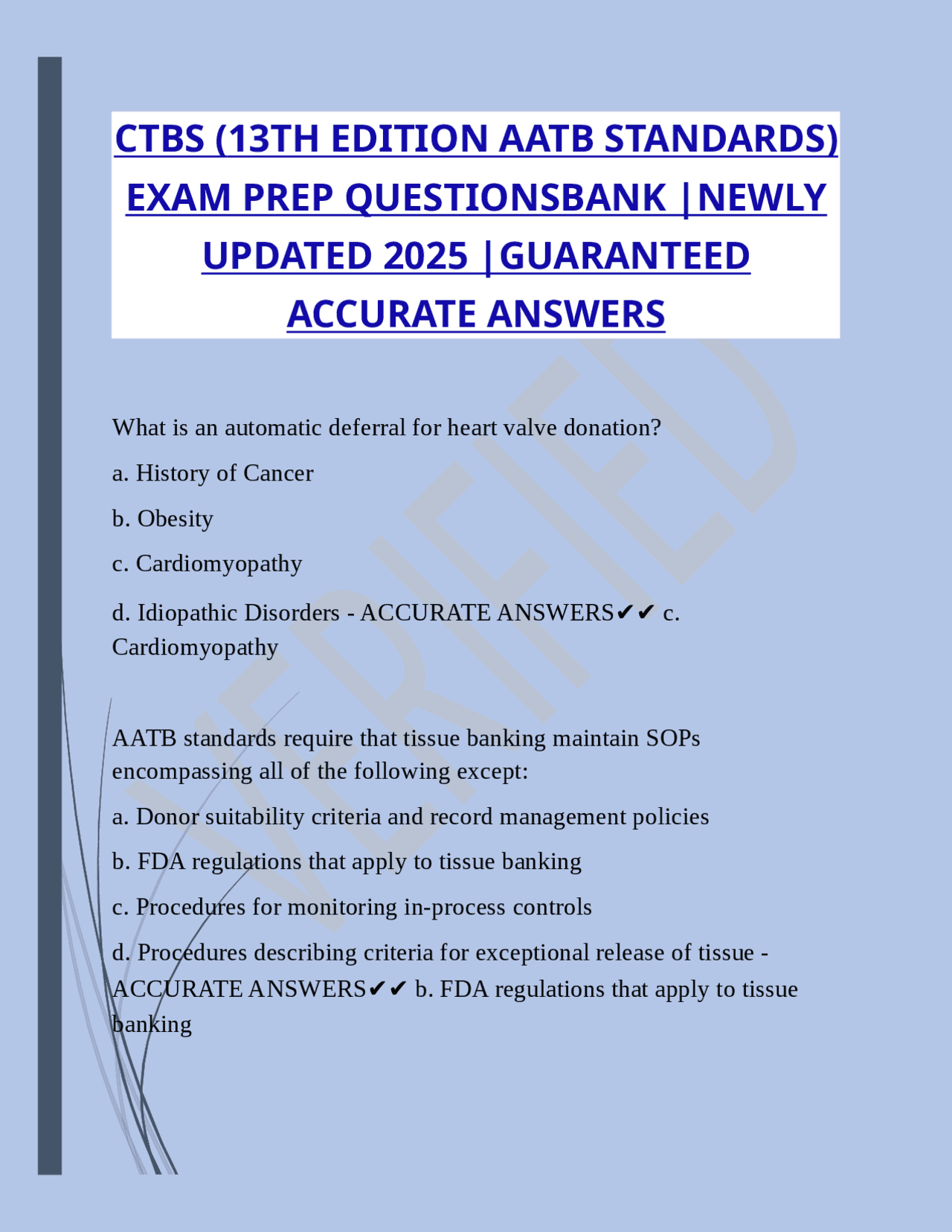 CTBS (13th Edition AATB Standards) Exam Prep: Tissue Banking Guide ...