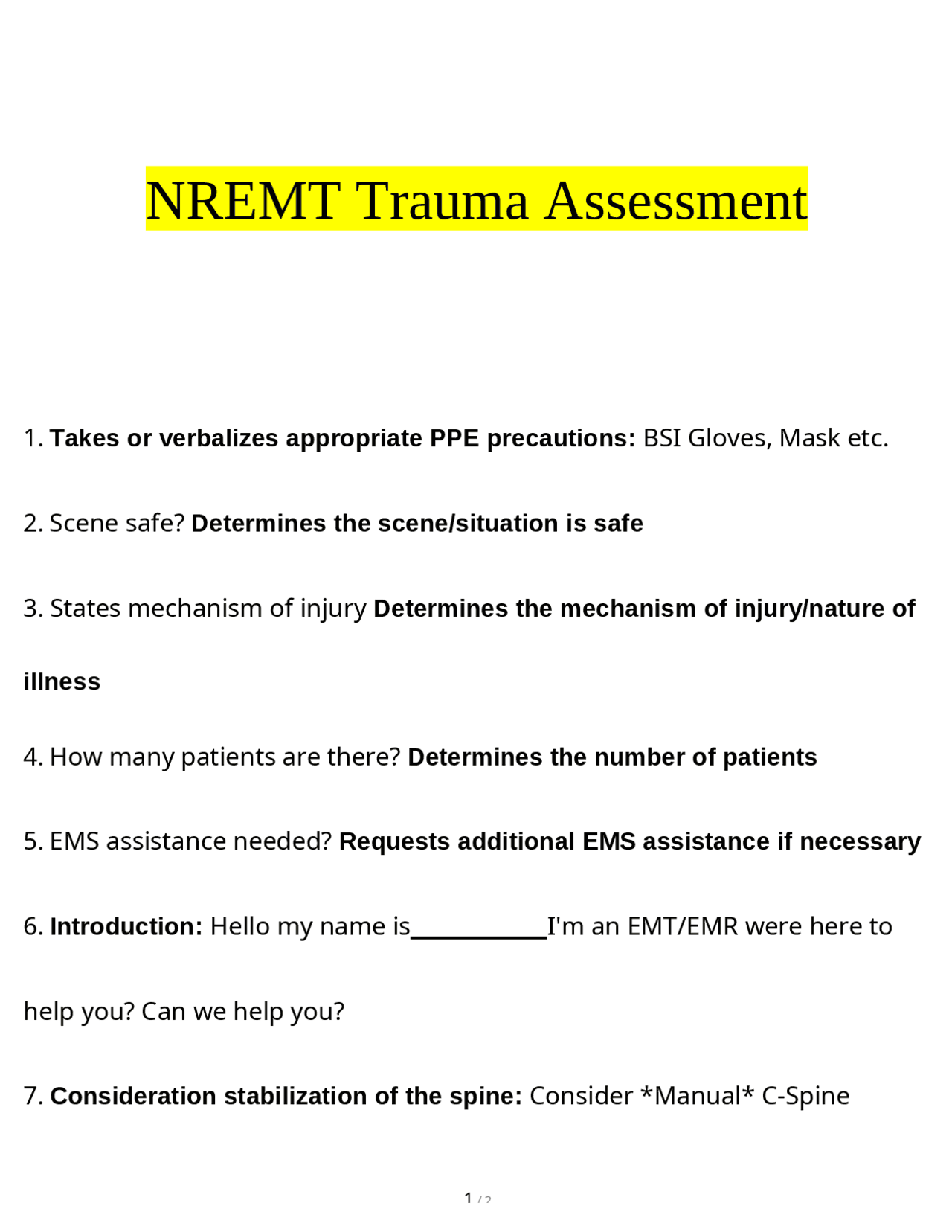 NREMT Trauma Assessment: A Step-by-Step Guide for EMTs and EMRs | Exams ...