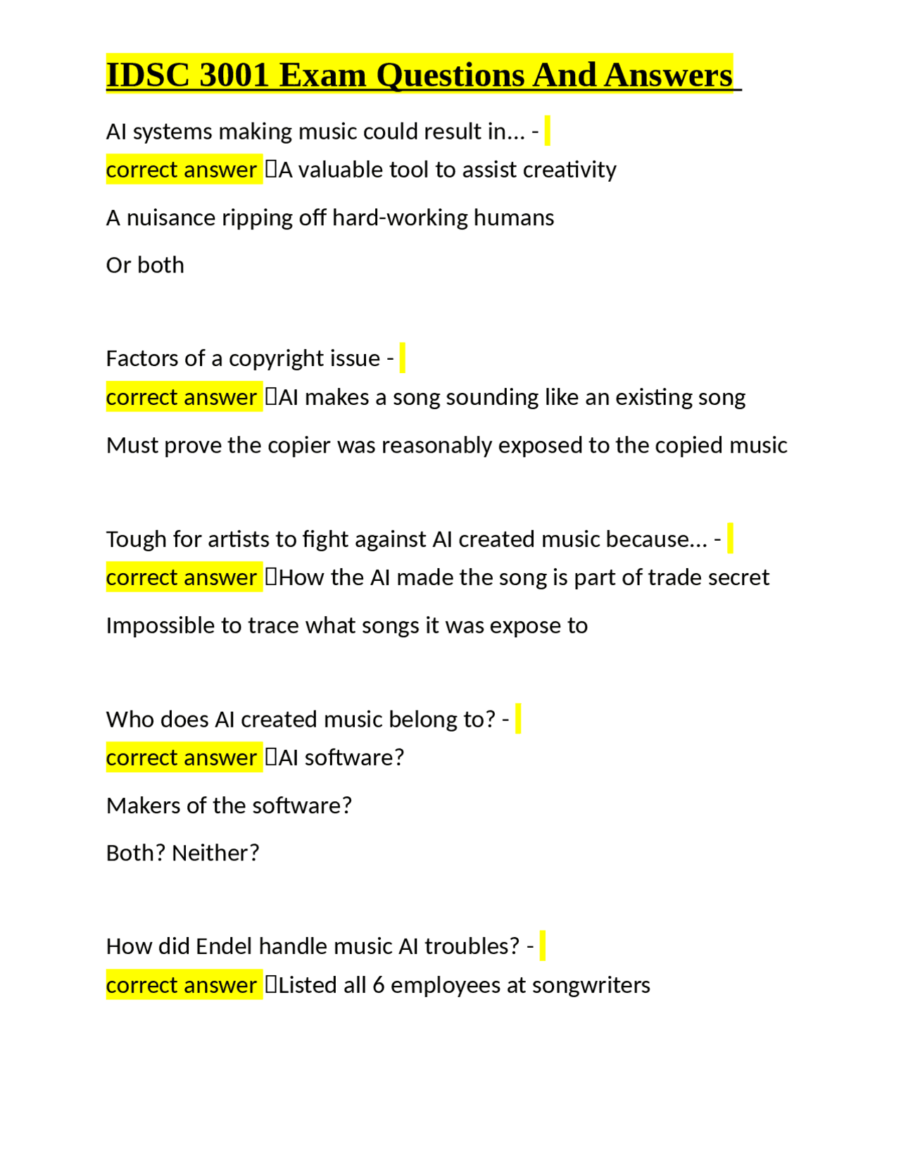 IDSC 3001 Exam Questions and Answers: AI, Drone Delivery, Surveillance ...