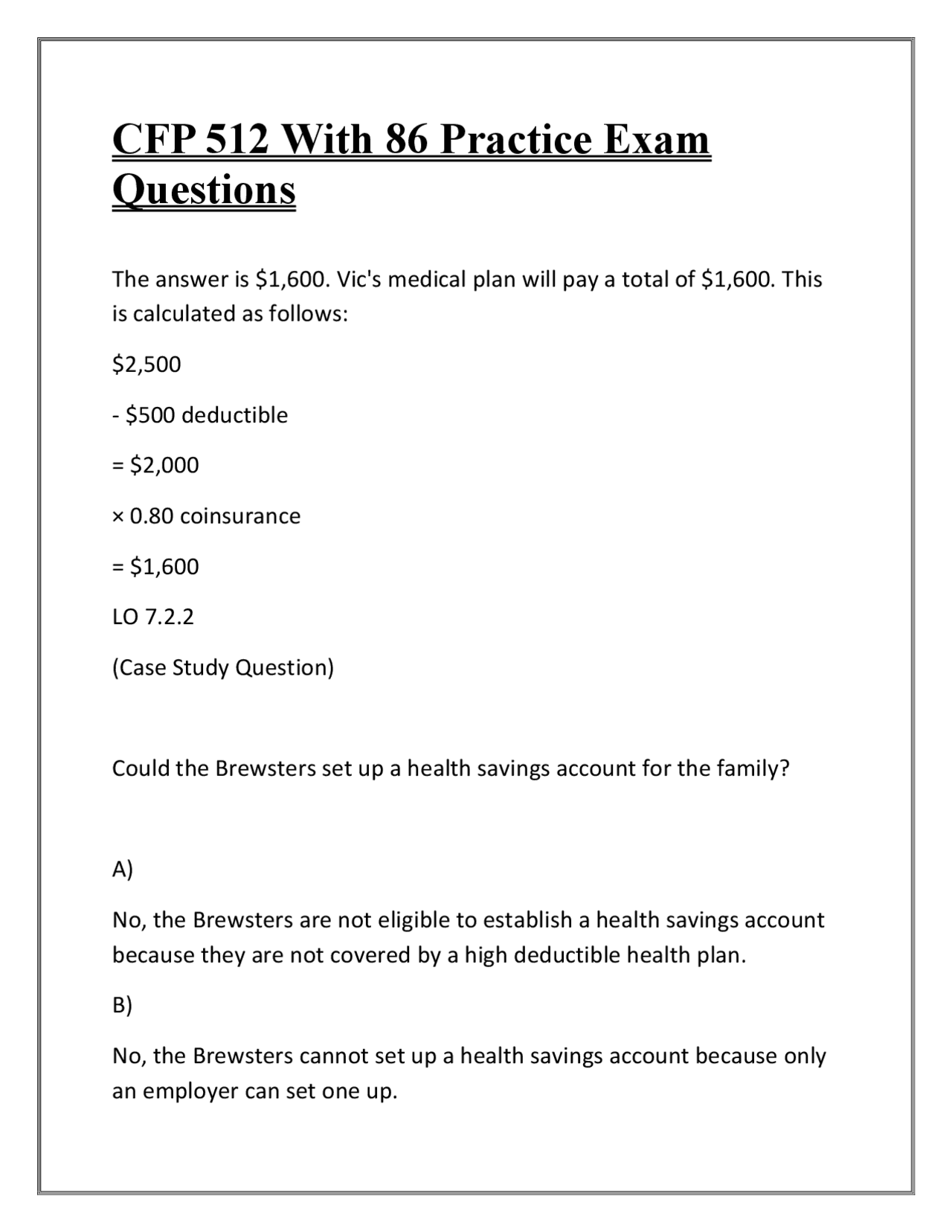 CFP 512 Practice Exam Questions: Insurance, Contracts, and Torts ...