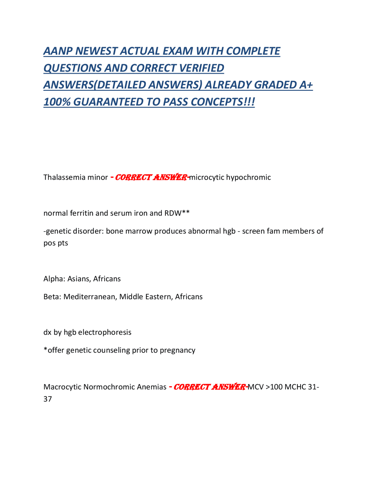 AANP NEWEST ACTUAL EXAM WITH COMPLETE QUESTIONS AND CORRECT VERIFIED ...