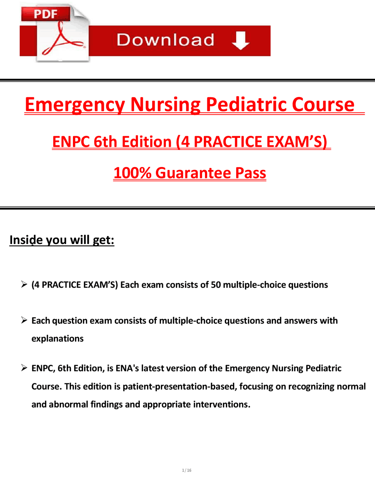 ENPC 6th Edition Exam Study Guide with (4 Practice Exam's) (2025 / 2026 ...