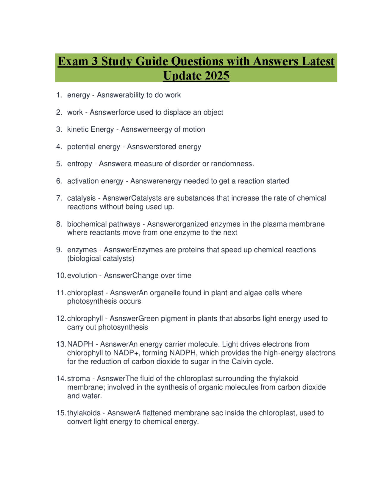 Exam 3 Study Guide Questions with Answers Latest Update 2025 | Exams ...