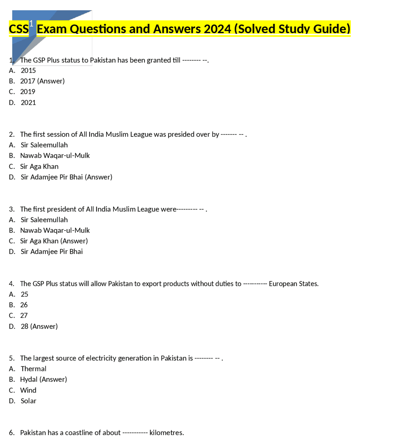 CSS1 Exam Questions and Answers 2024 (Solved Study Guide) | Exams ...