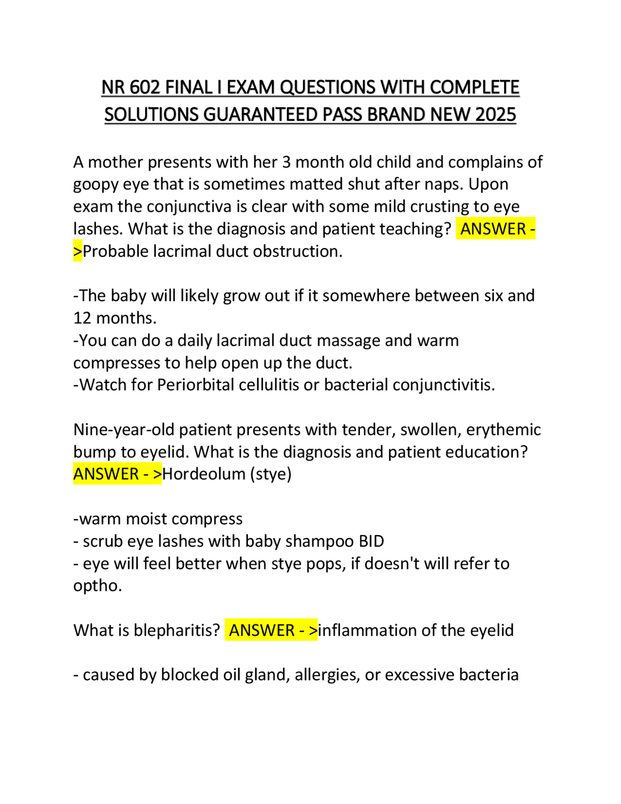 NR 602 FINAL I EXAM QUESTIONS WITH COMPLETE SOLUTIONS GUARANTEED PASS ...